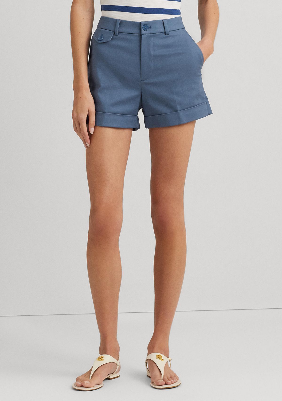 Pleated Double Faced Cotton Shorts