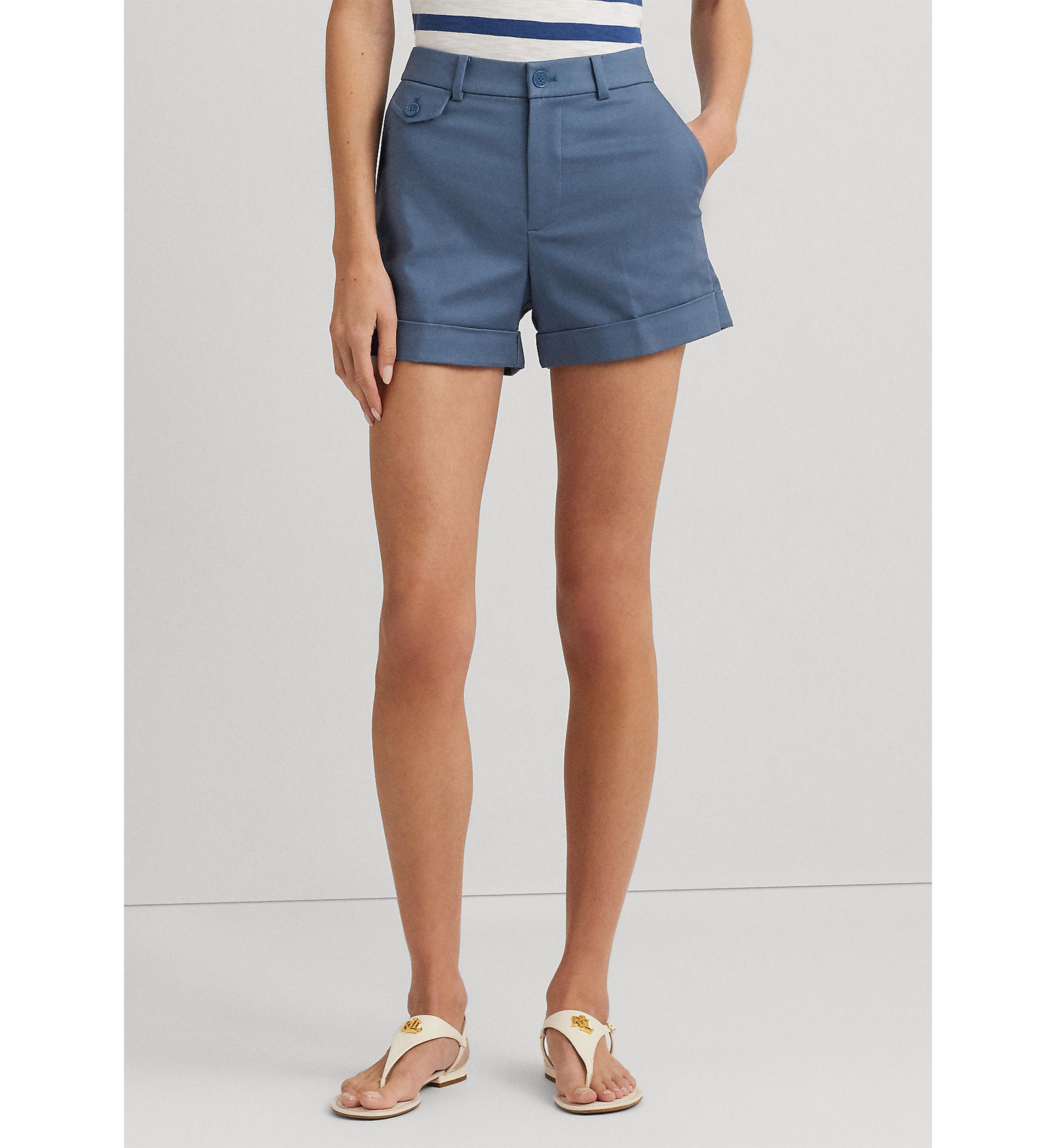 Pleated Double Faced Cotton Shorts