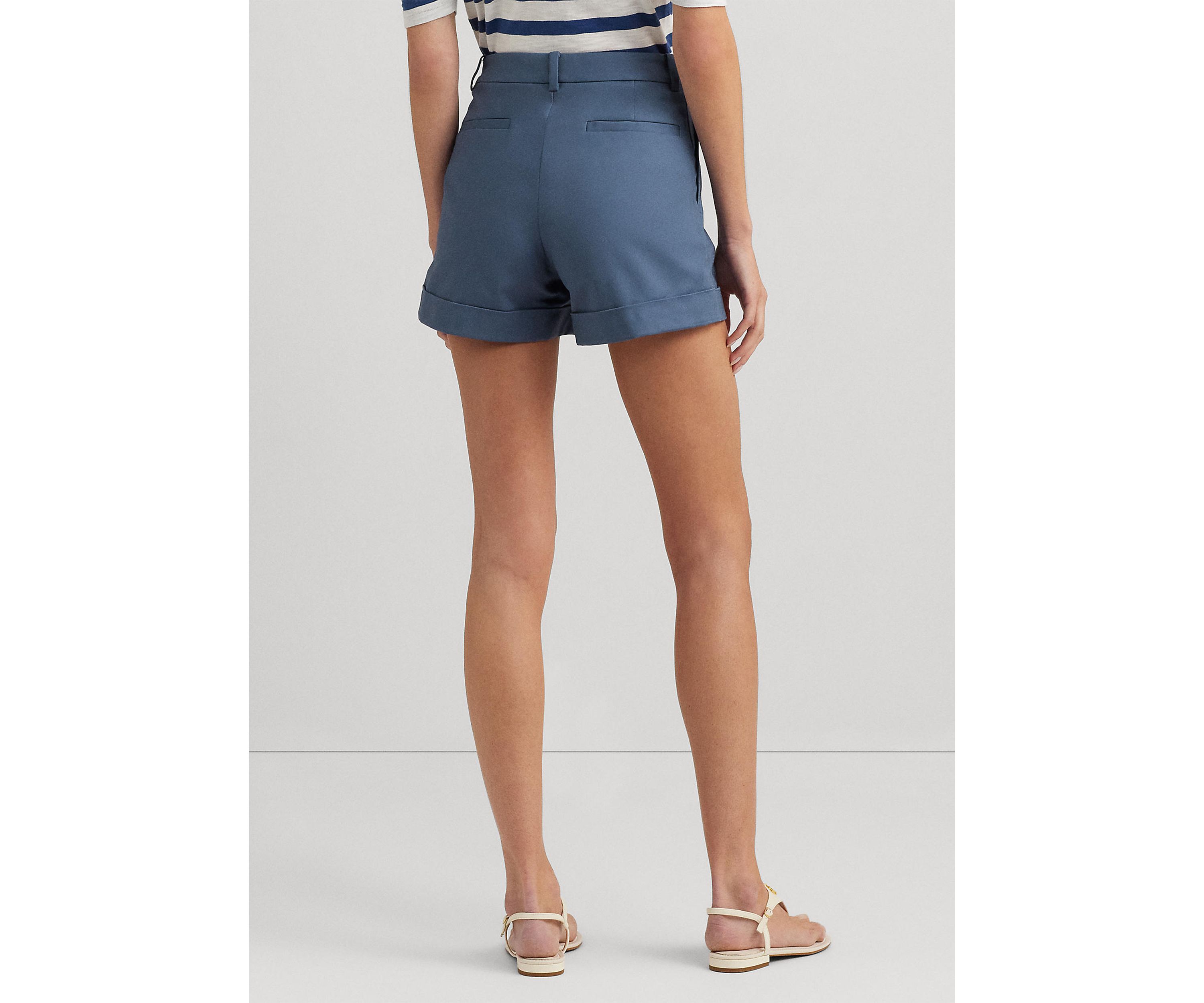 Pleated Double Faced Cotton Shorts
