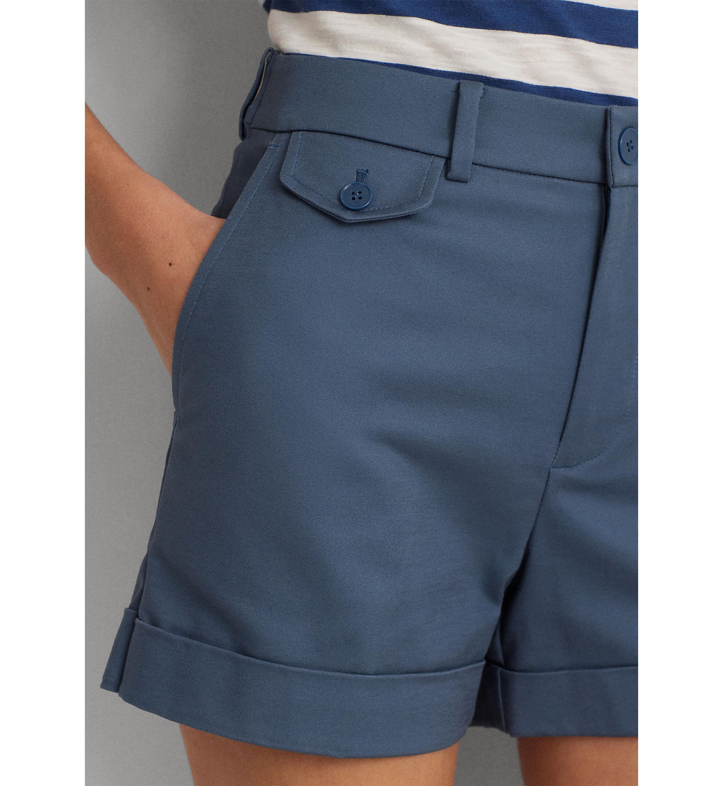 Pleated Double Faced Cotton Shorts