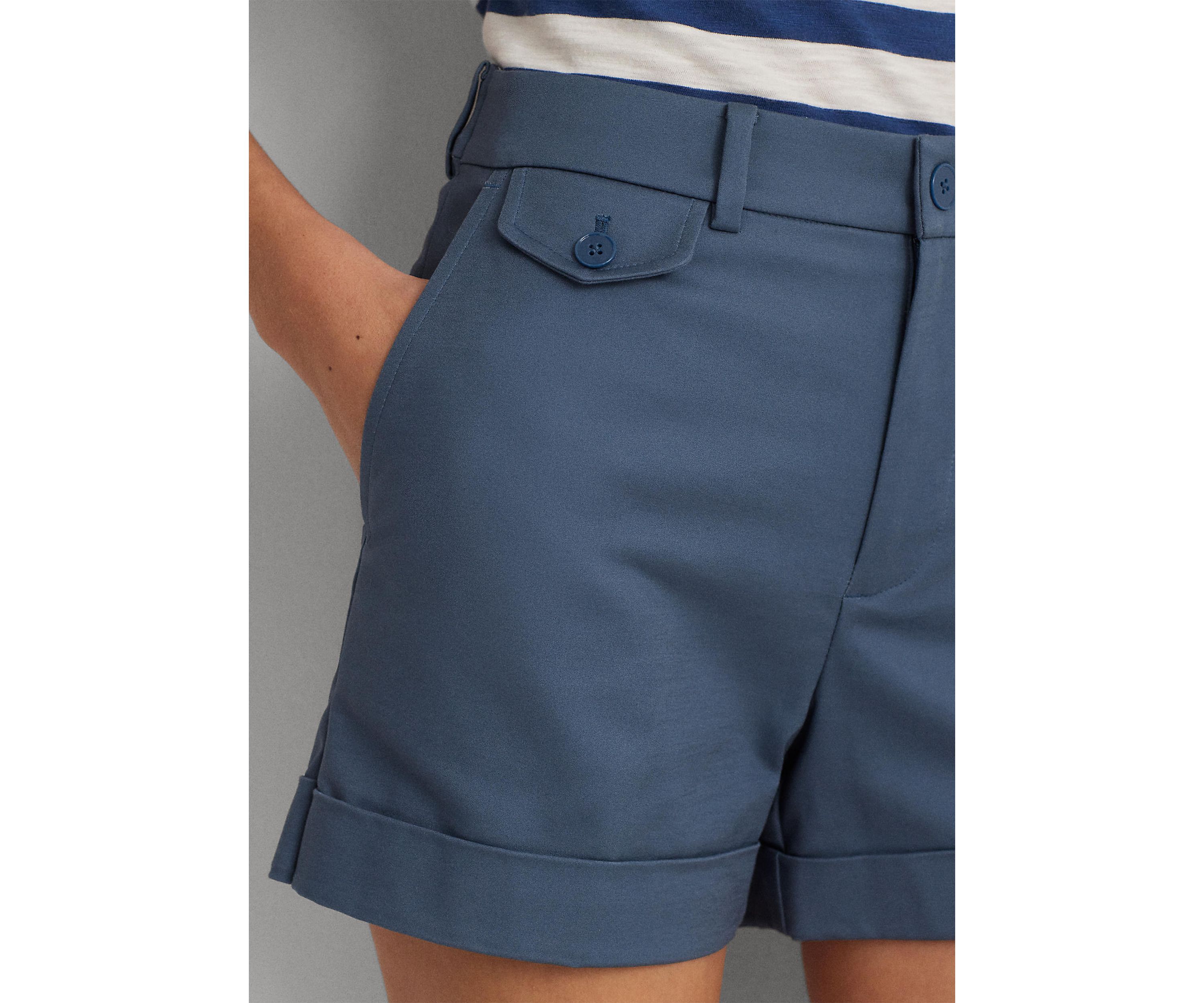 Pleated Double Faced Cotton Shorts