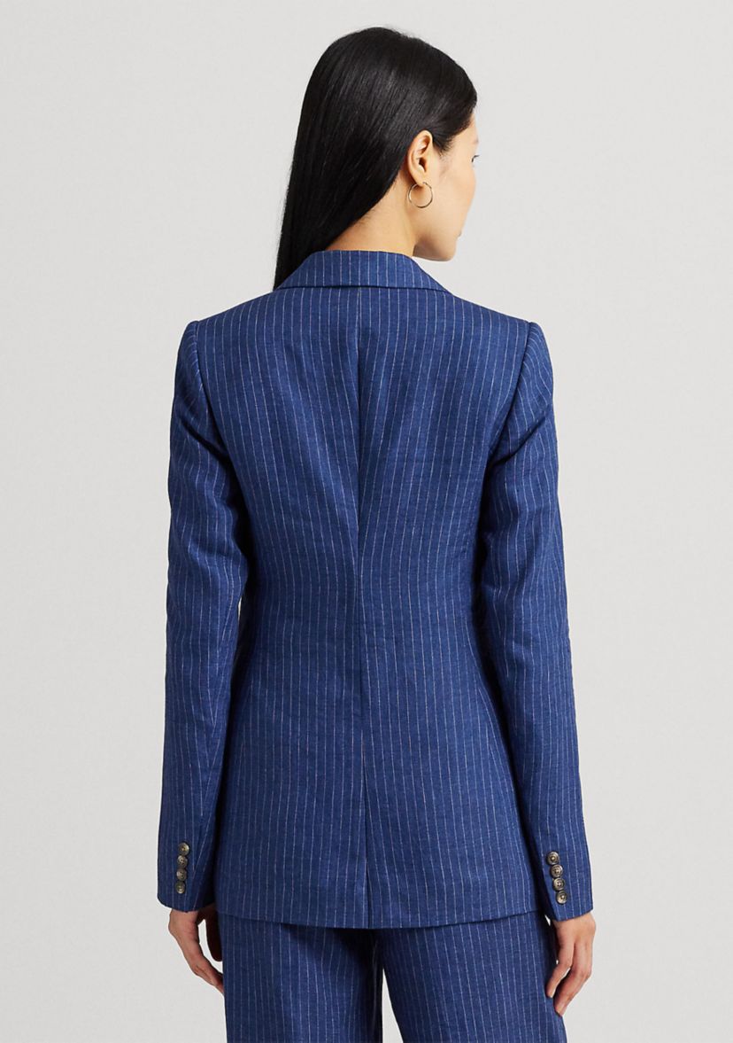 Pinstripe Double Breasted Linen Blazer