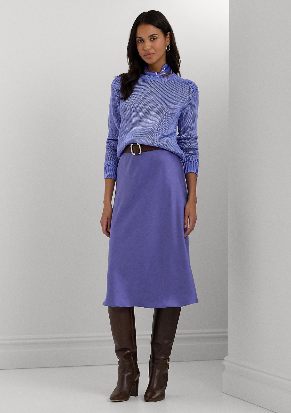 Satin Charmeuse Midi Skirt