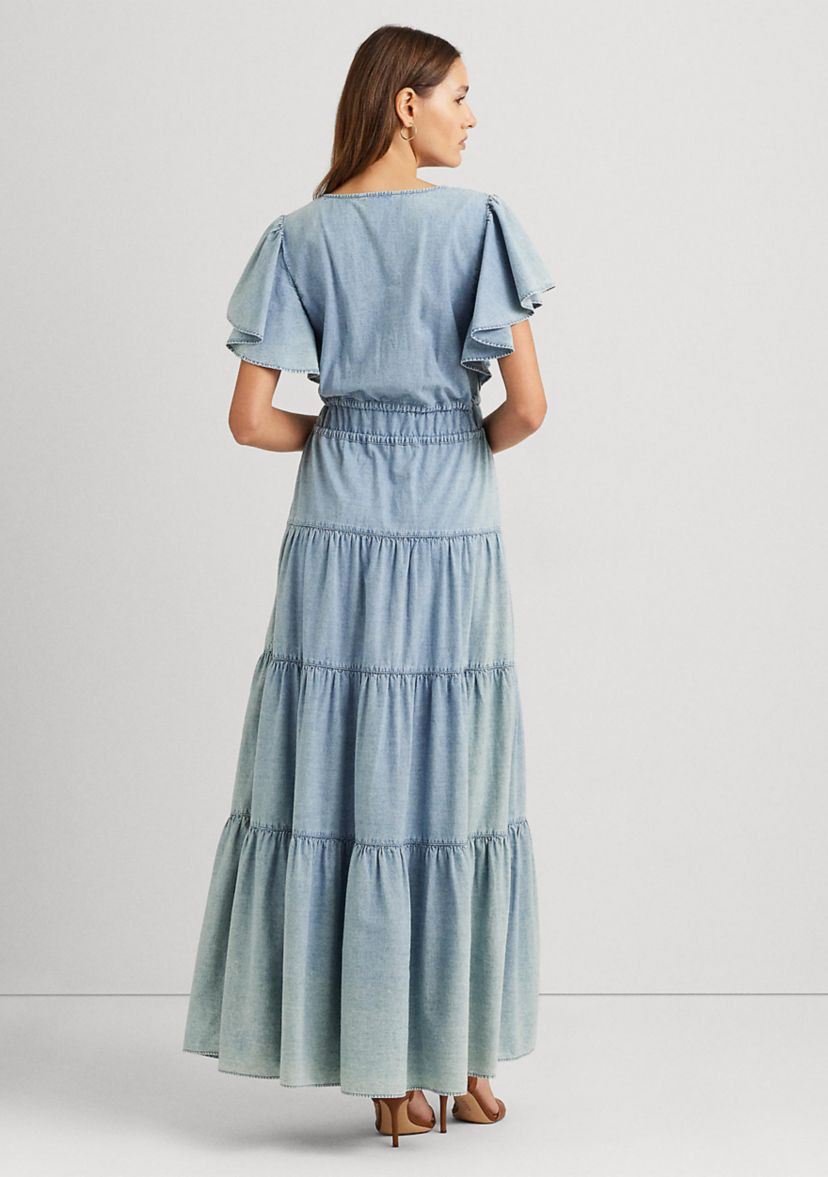 Chambray Tiered Maxi Dress
