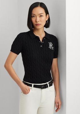 Lauren Ralph Lauren Women's Cable Knit Cotton Polo Sweater