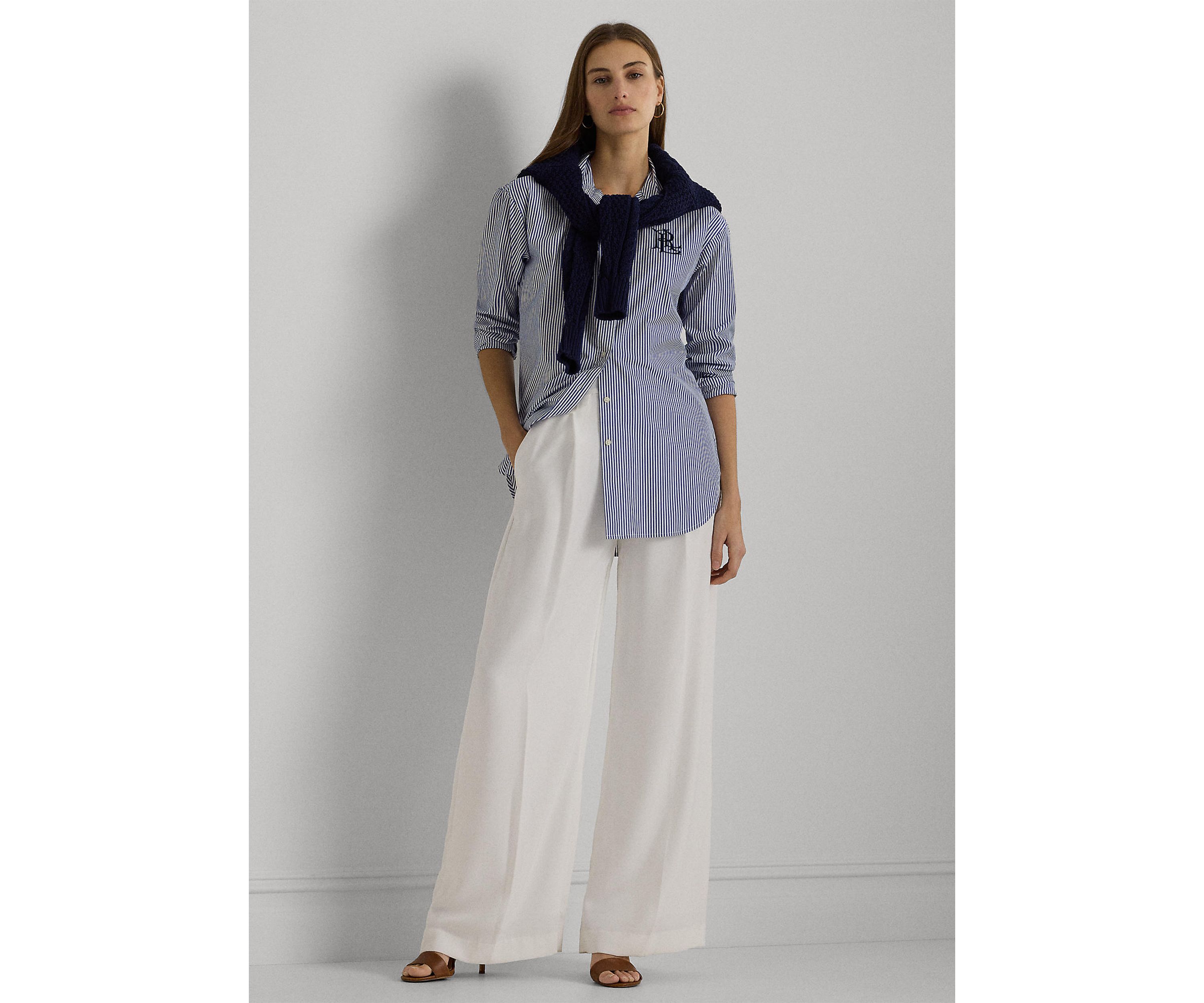 Relaxed Fit Striped Stretch Cotton Shirt