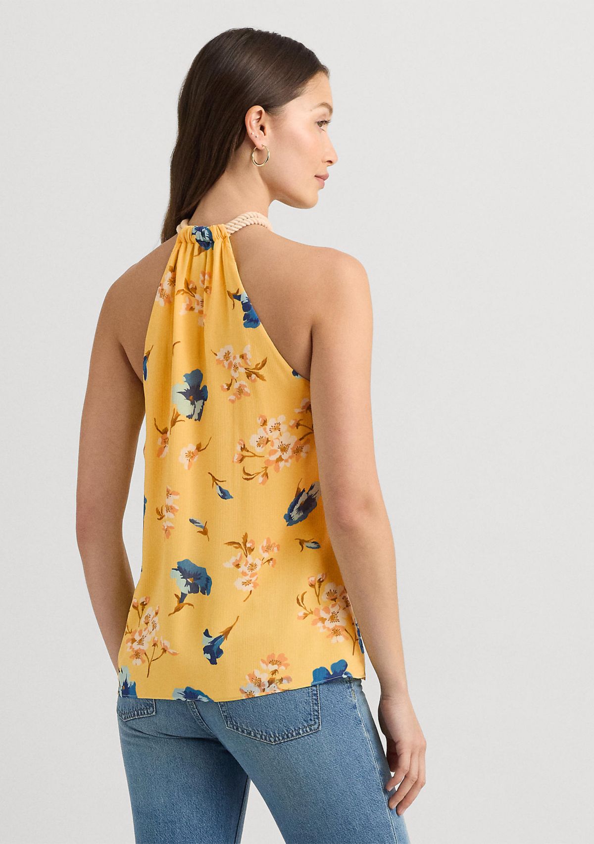 Floral Crinkle Georgette Halter Top