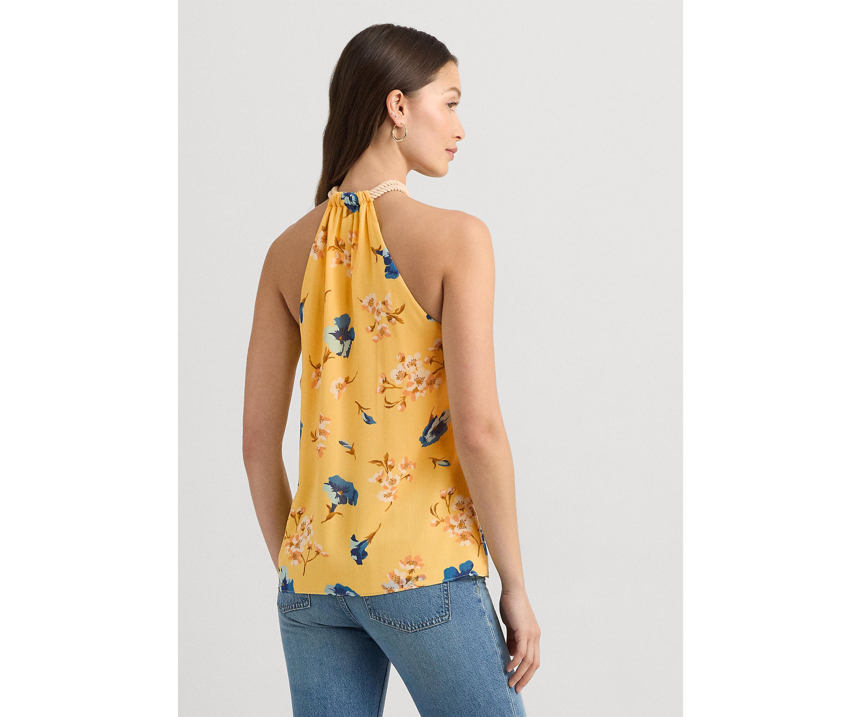 Floral Crinkle Georgette Halter Top