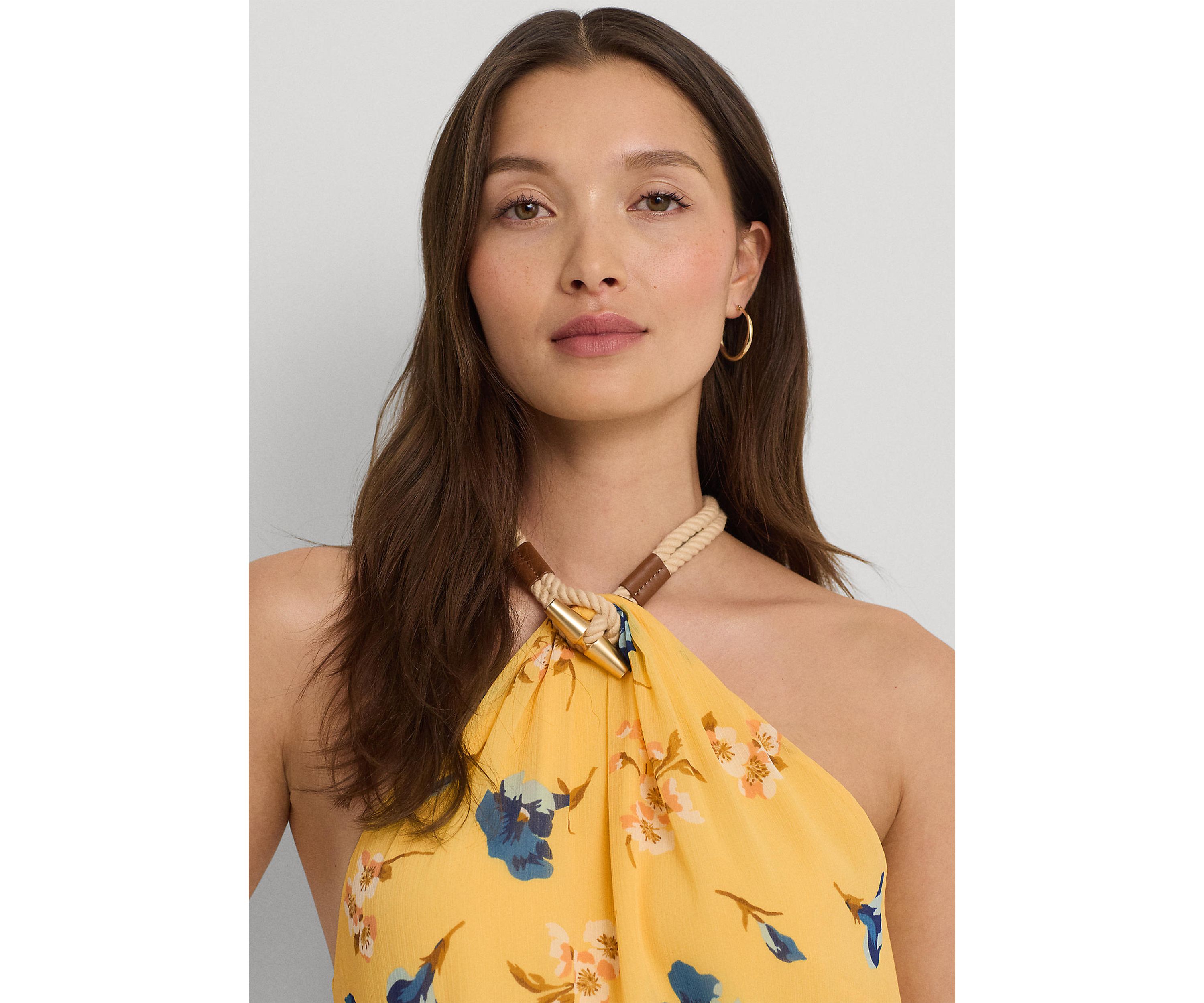 Floral Crinkle Georgette Halter Top
