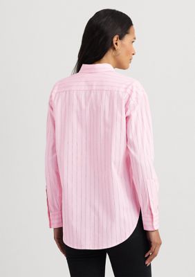 Ralph Lauren Women's Striped Broadcloth Shirt Purple M
