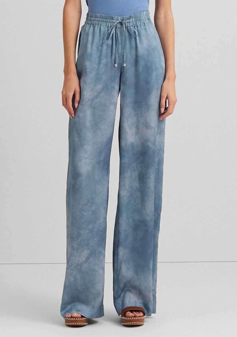 Printed Charmeuse Wide Leg Pants