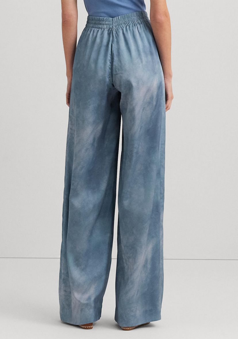 Printed Charmeuse Wide Leg Pants