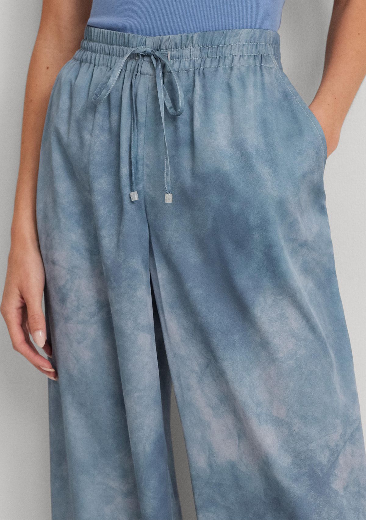 Printed Charmeuse Wide Leg Pants