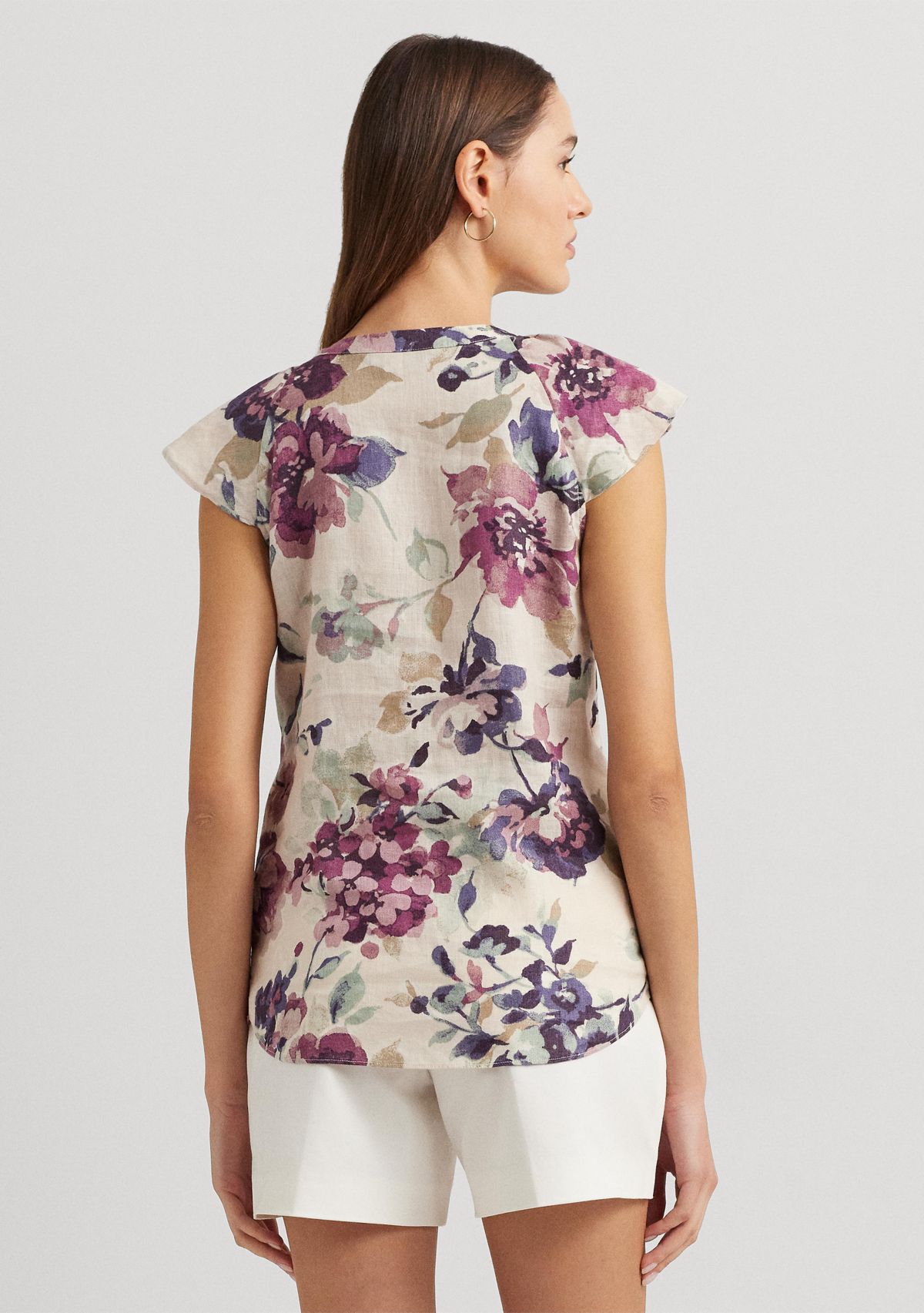 Womens Bicelt Shorts Sleeve Linen Blouse