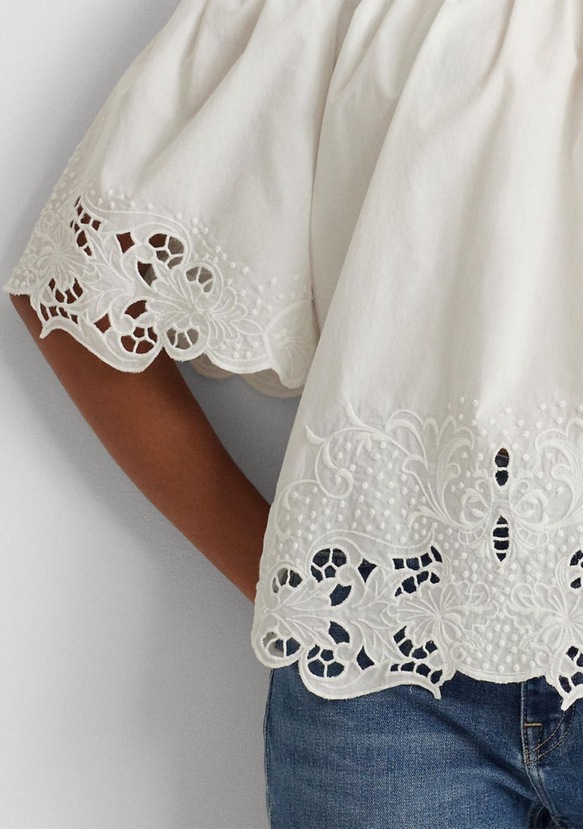 Eyelet Cotton Off the Shoulder Blouse