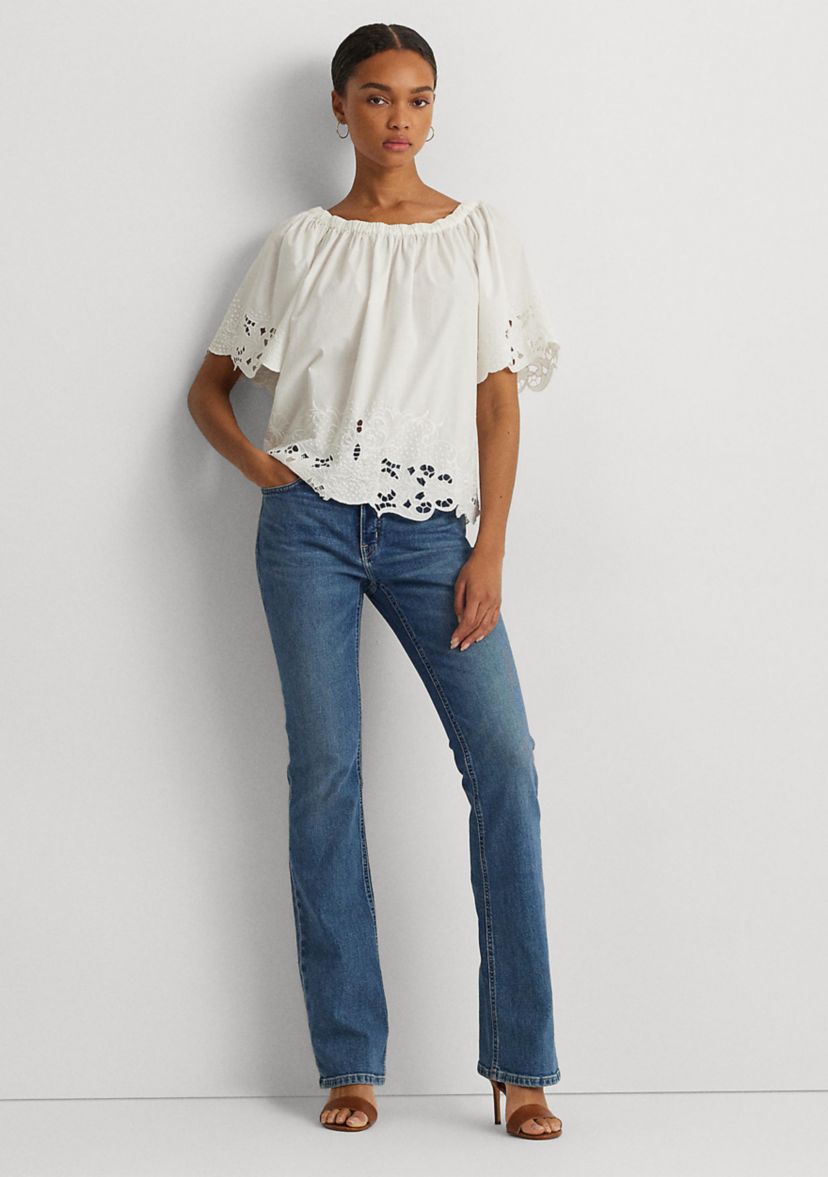 Eyelet Cotton Off the Shoulder Blouse