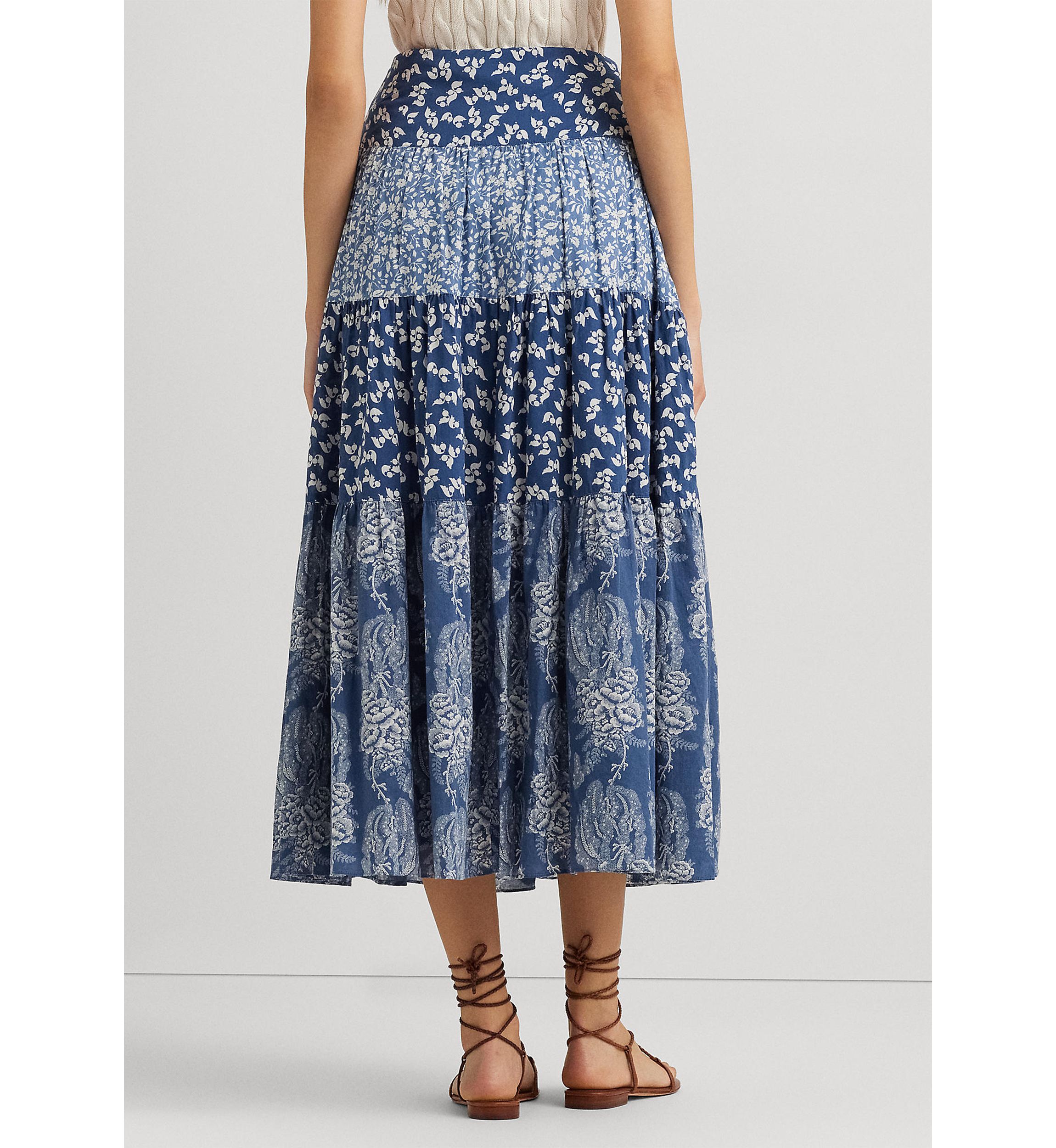 Patchwork Floral Voile Tiered Skirt