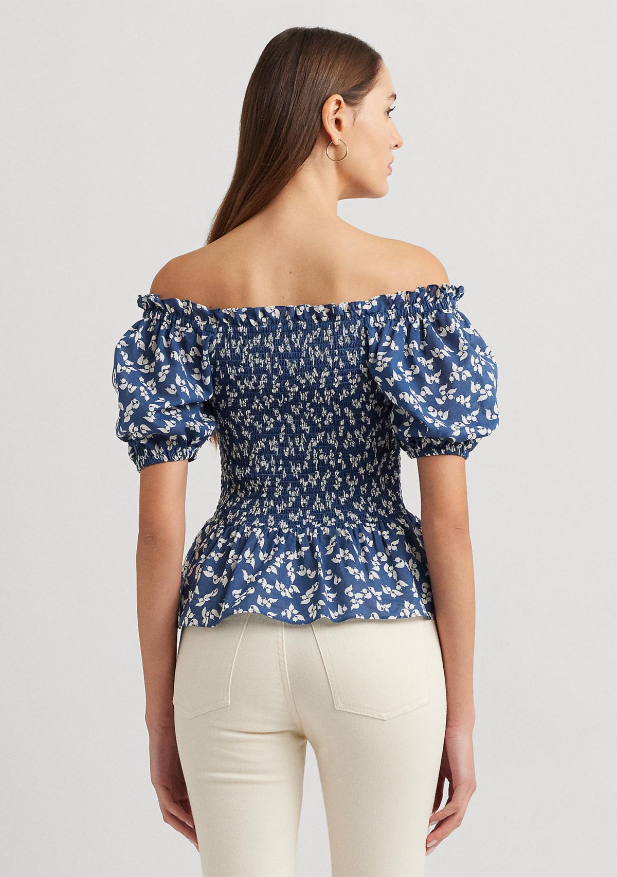 Floral Cotton Voile Peplum Blouse