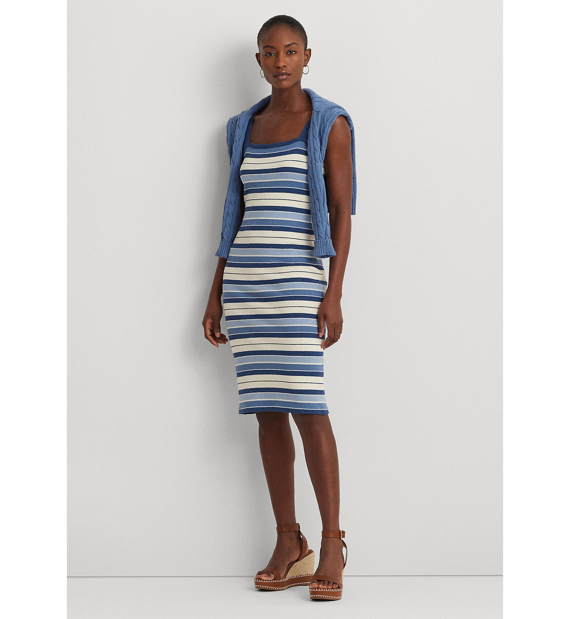 Striped Cotton Blend Tank Dress