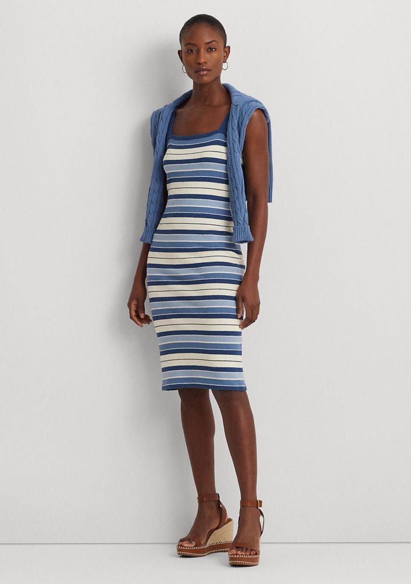 Striped Cotton Blend Tank Dress