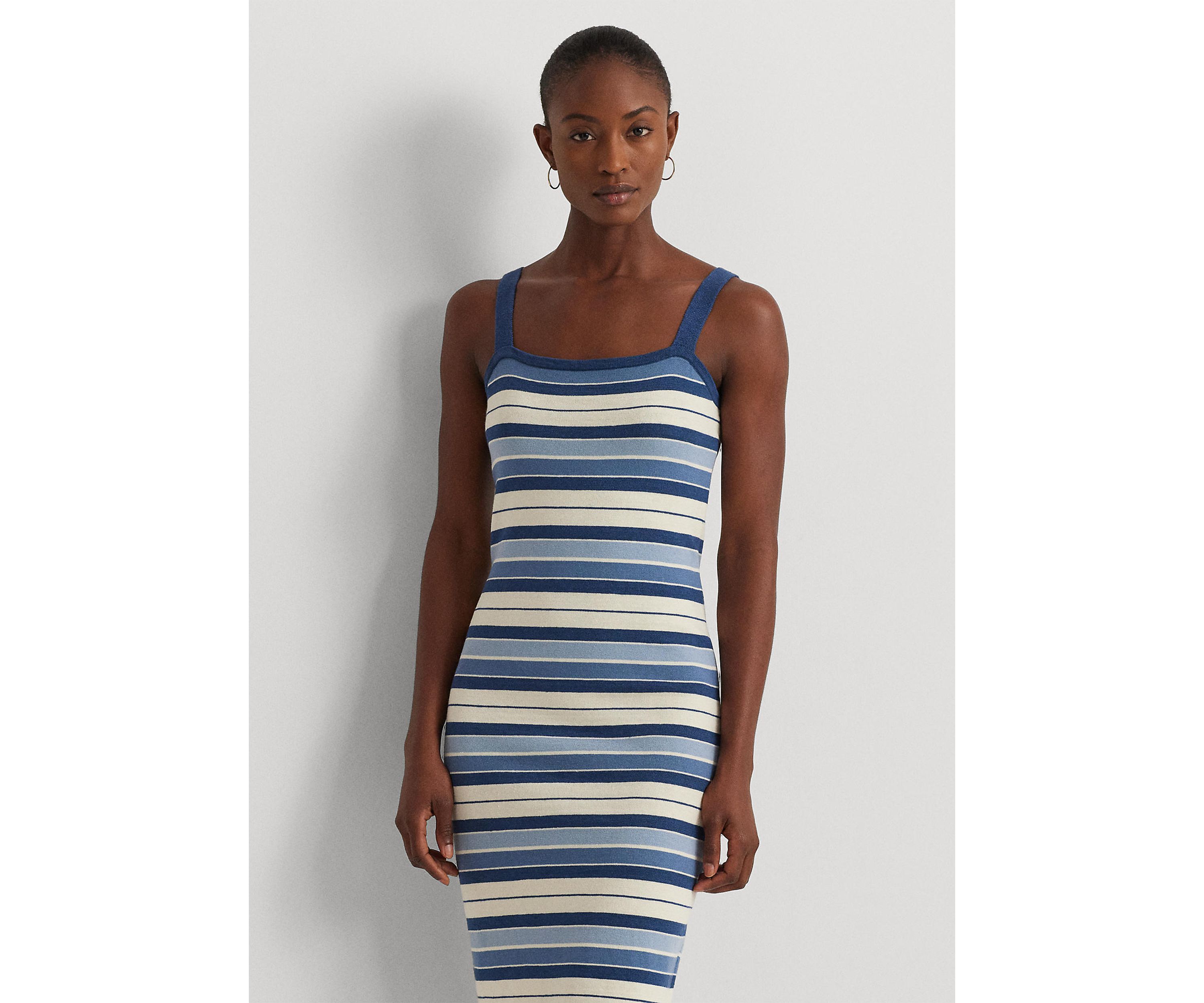 Striped Cotton Blend Tank Dress