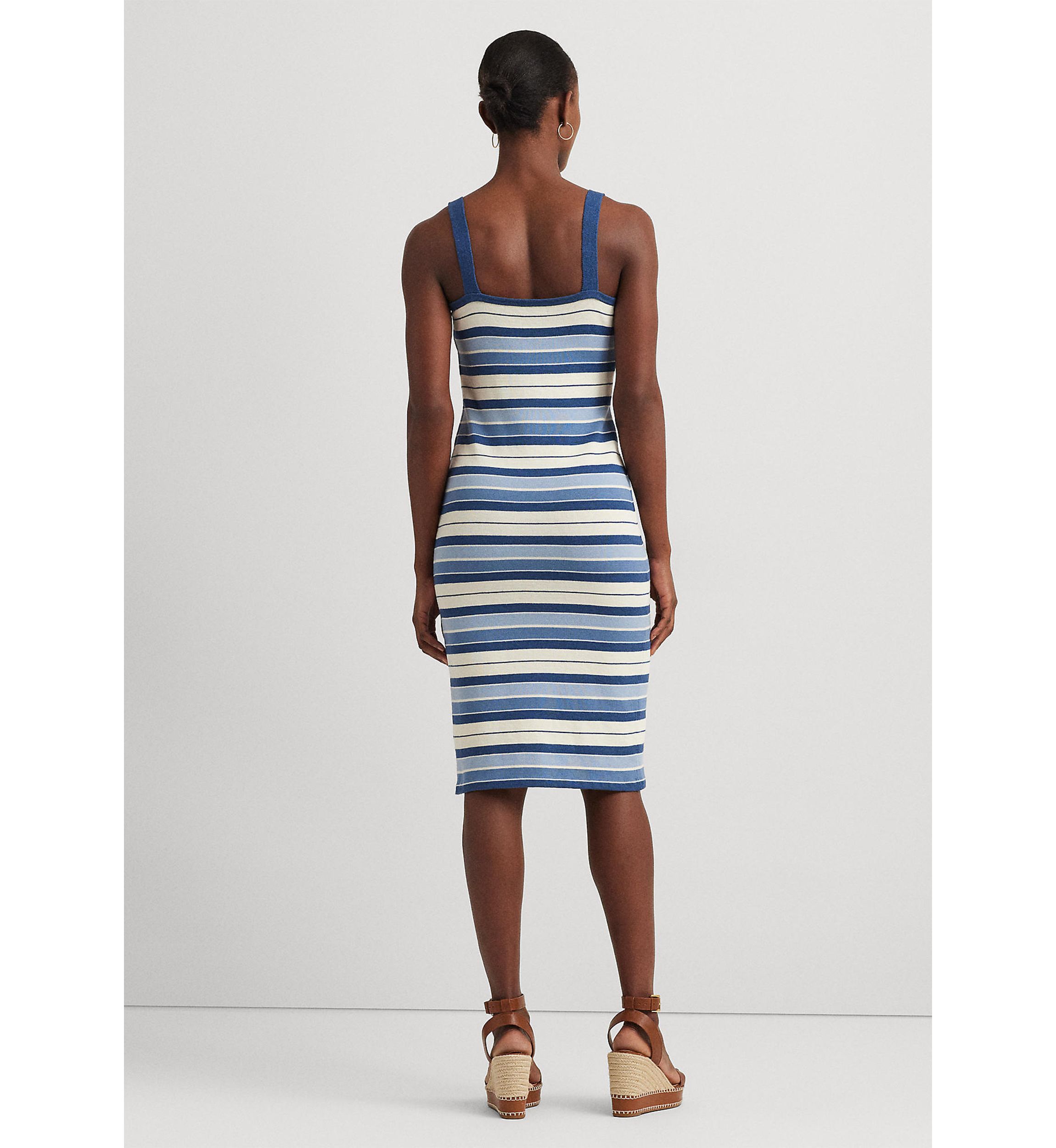 Striped Cotton Blend Tank Dress