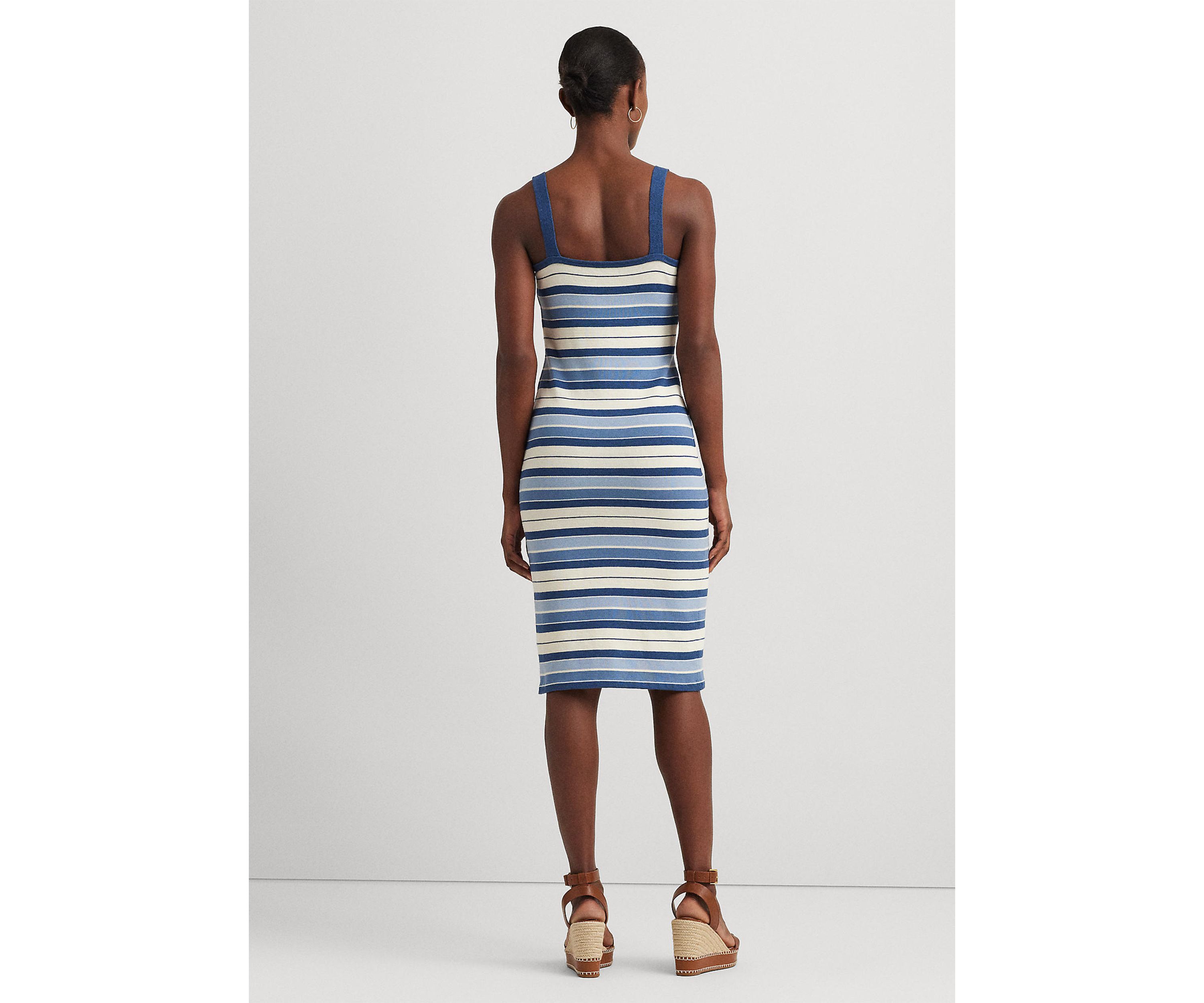 Striped Cotton Blend Tank Dress