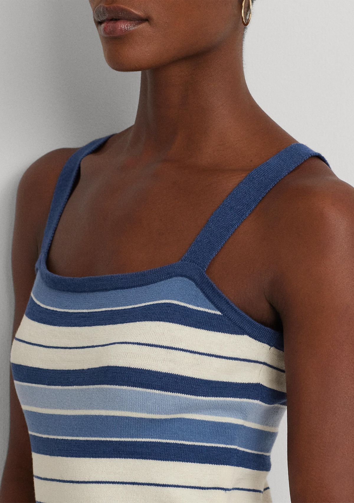 Striped Cotton Blend Tank Dress
