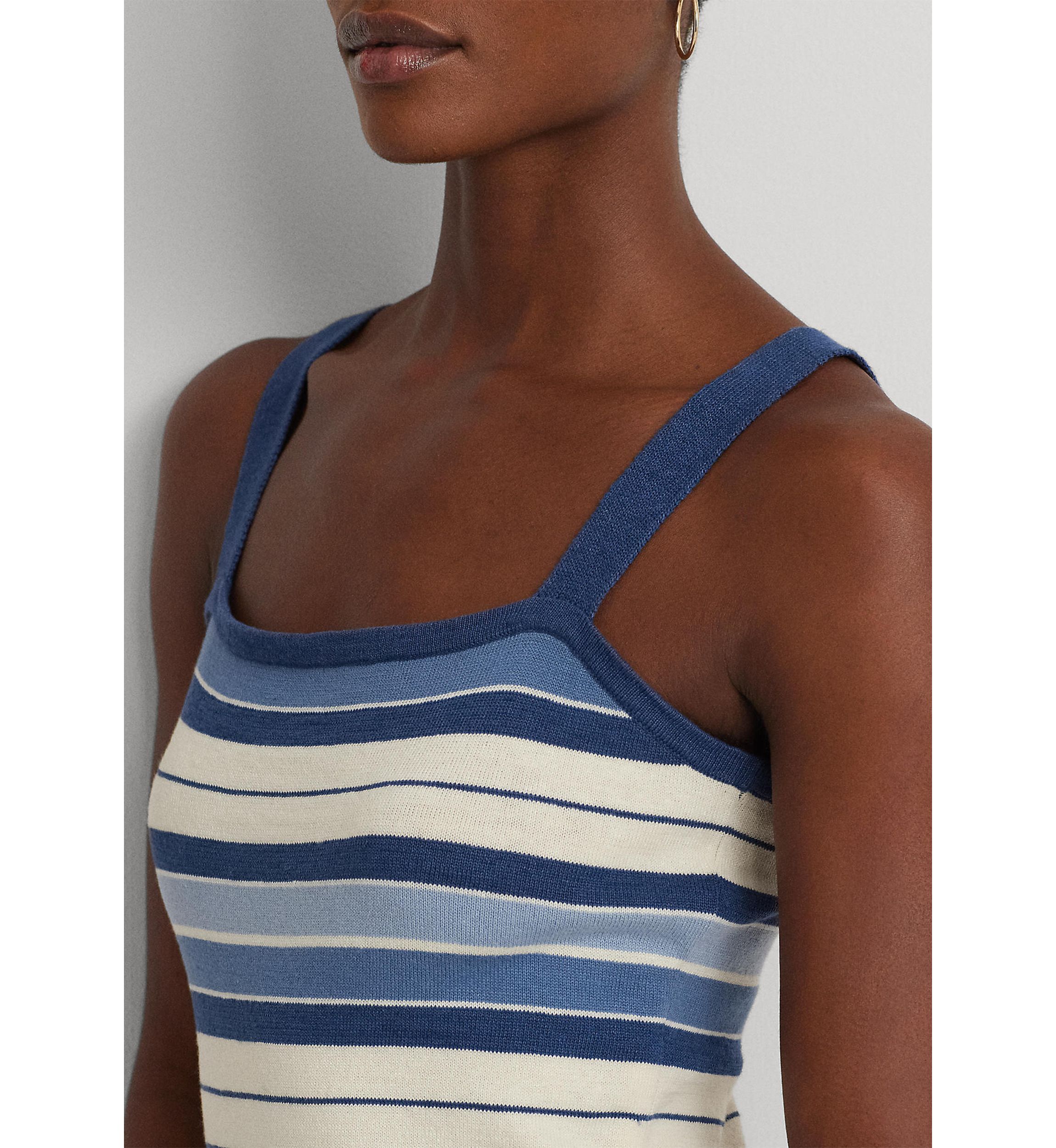Striped Cotton Blend Tank Dress