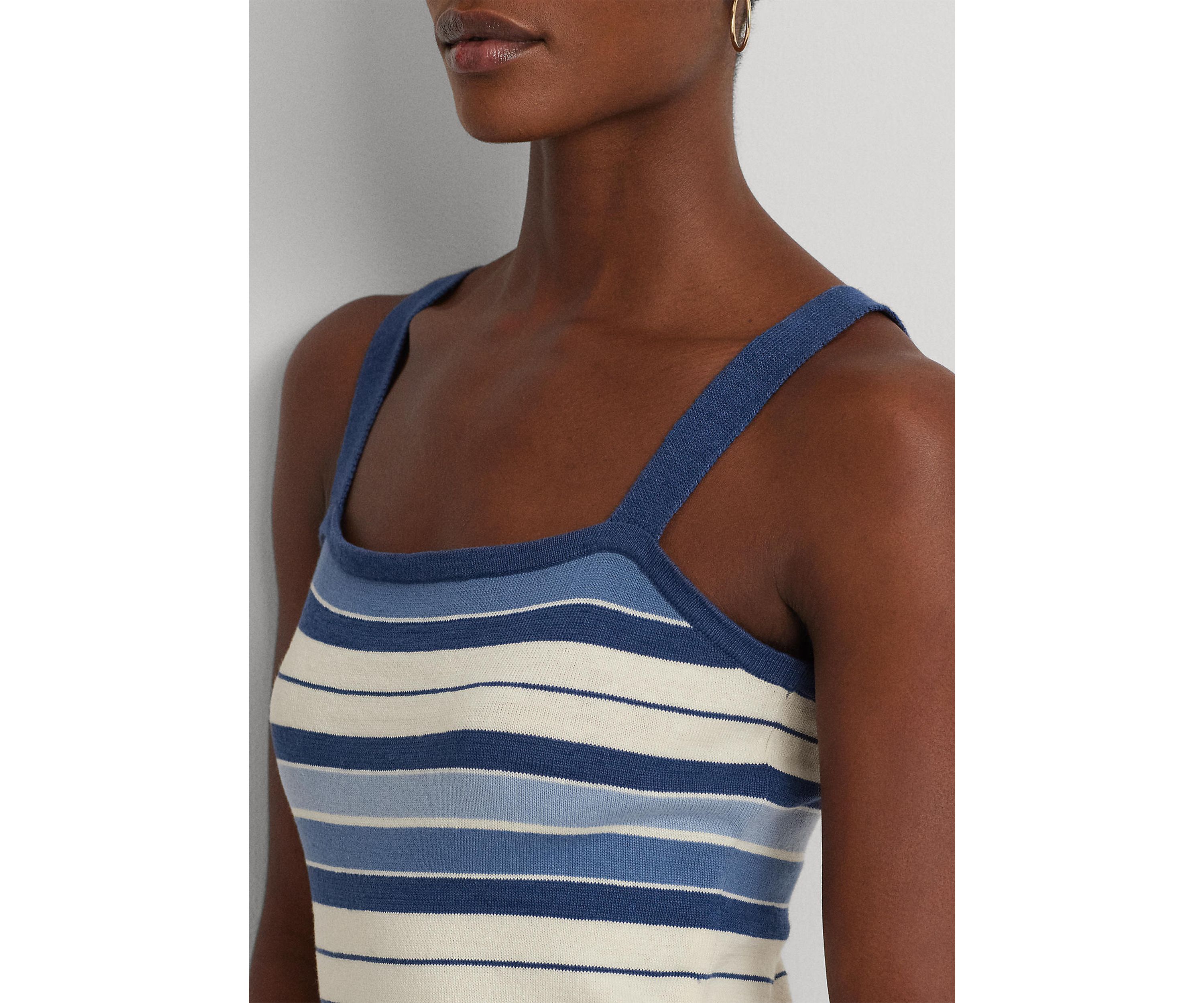 Striped Cotton Blend Tank Dress