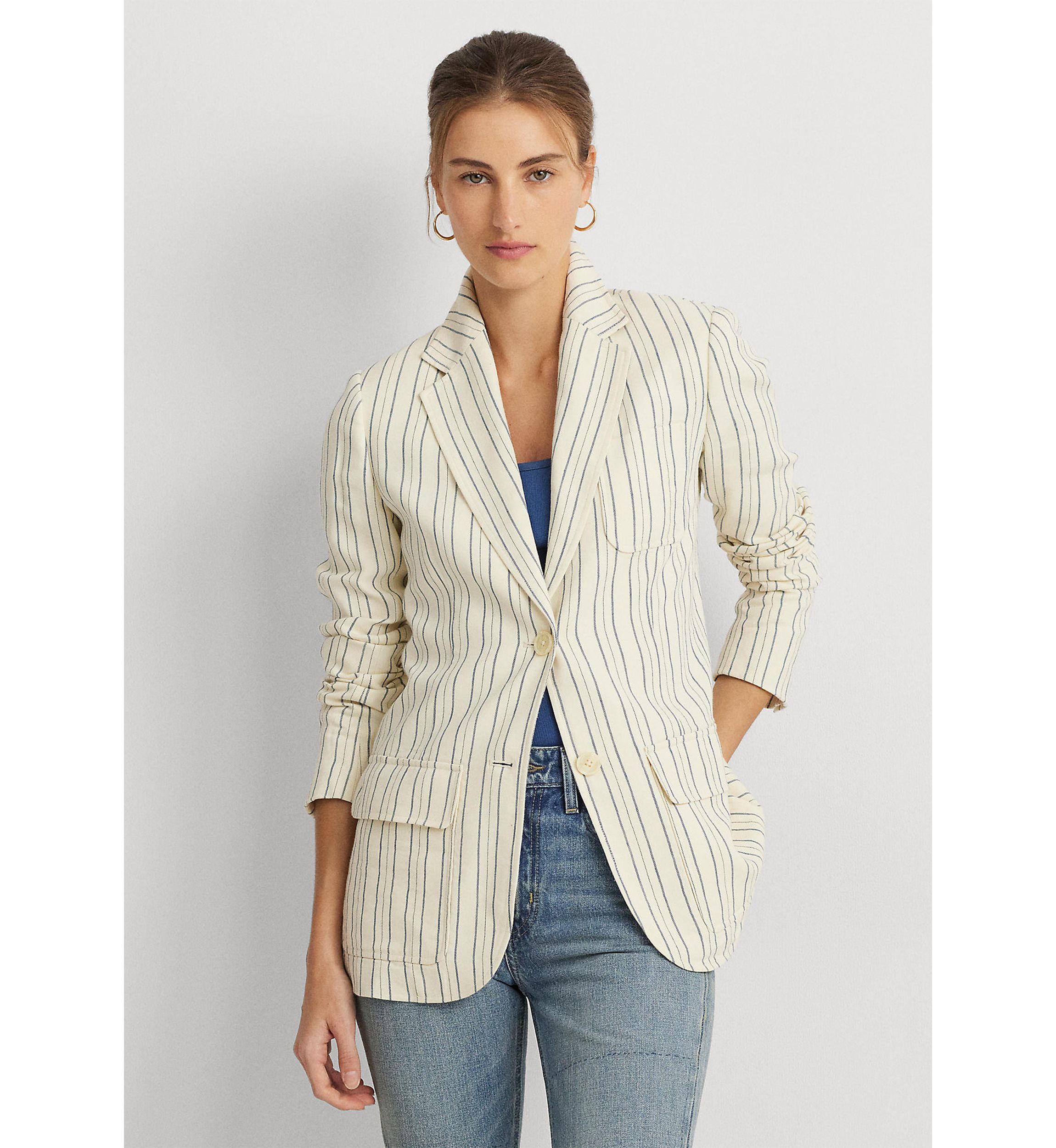 Striped Cotton Blend Blazer