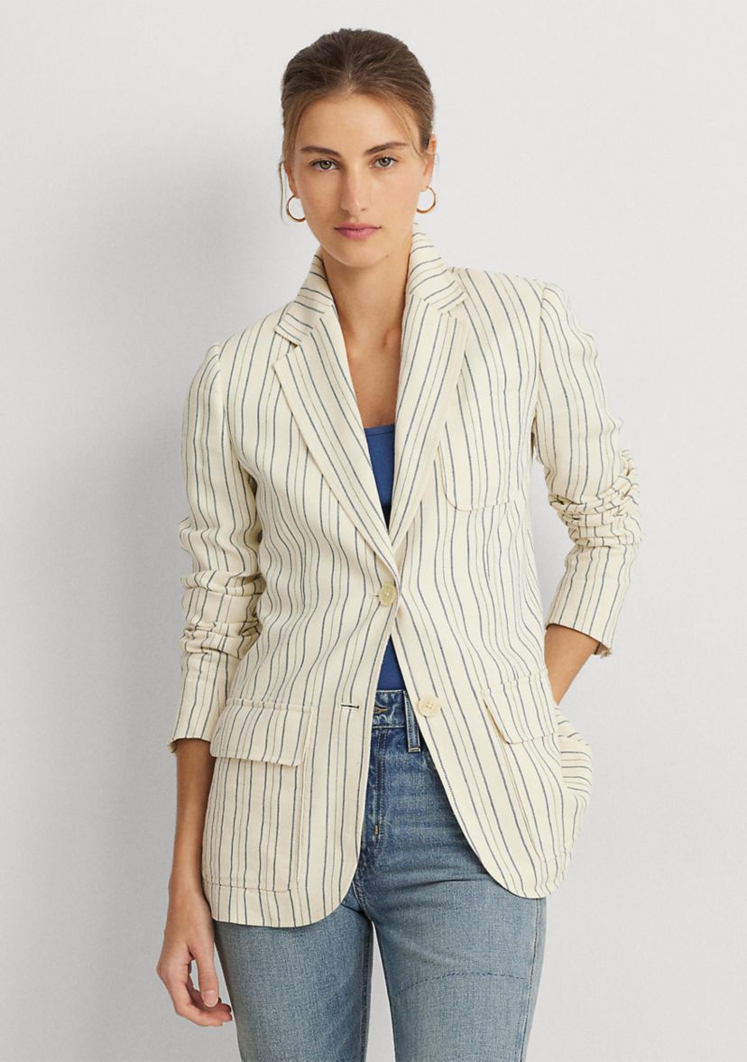 Striped Cotton Blend Blazer
