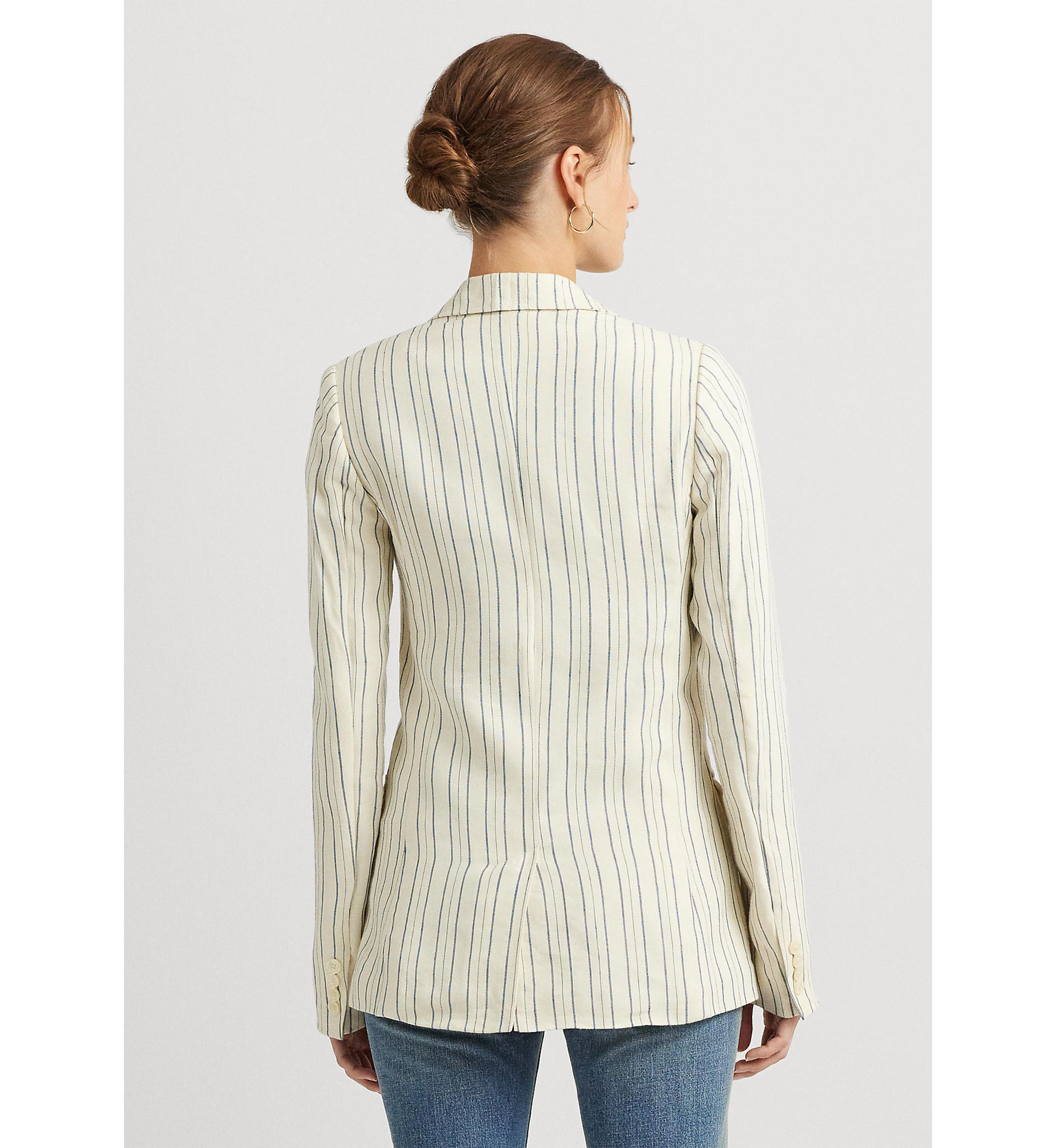 Striped Cotton Blend Blazer