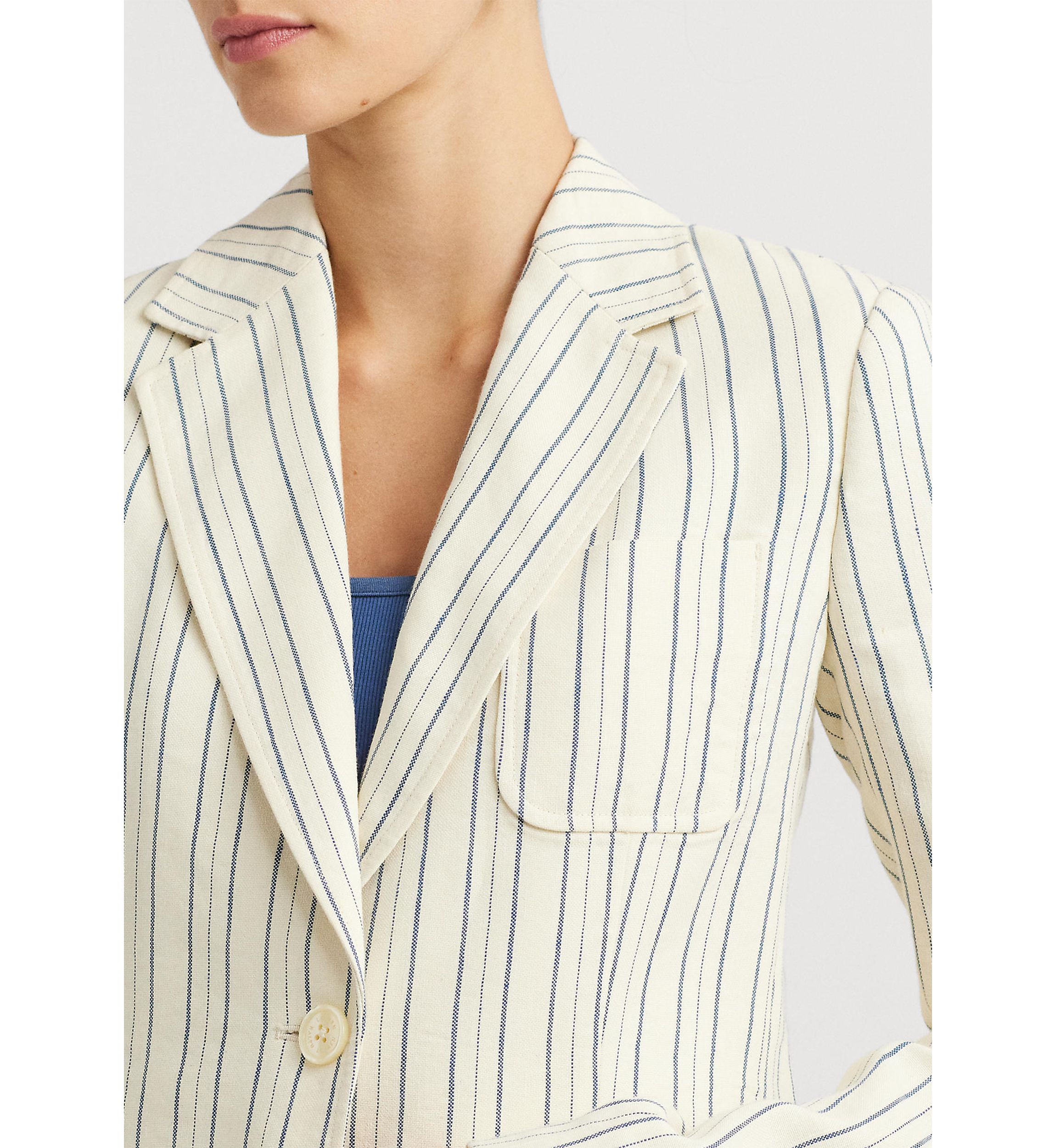 Striped Cotton Blend Blazer
