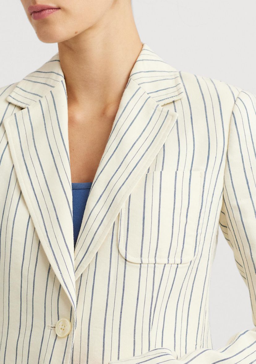 Striped Cotton Blend Blazer