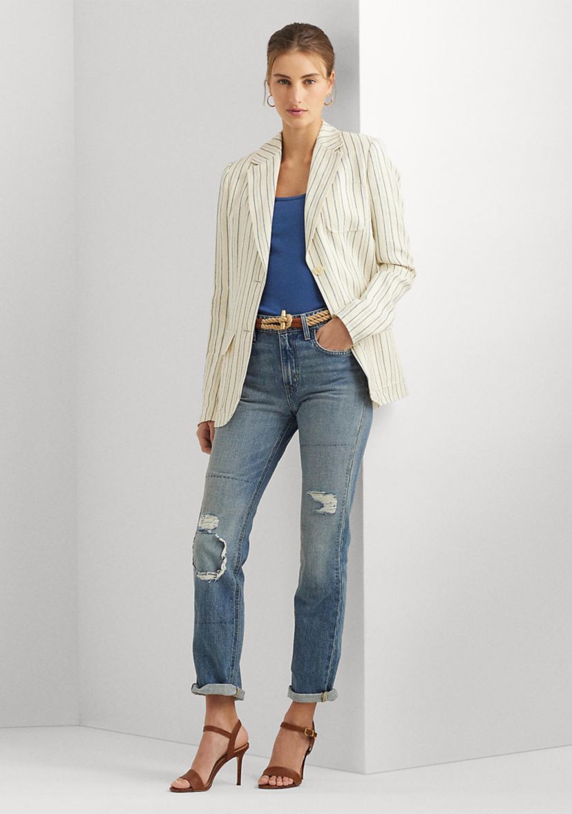 Striped Cotton Blend Blazer