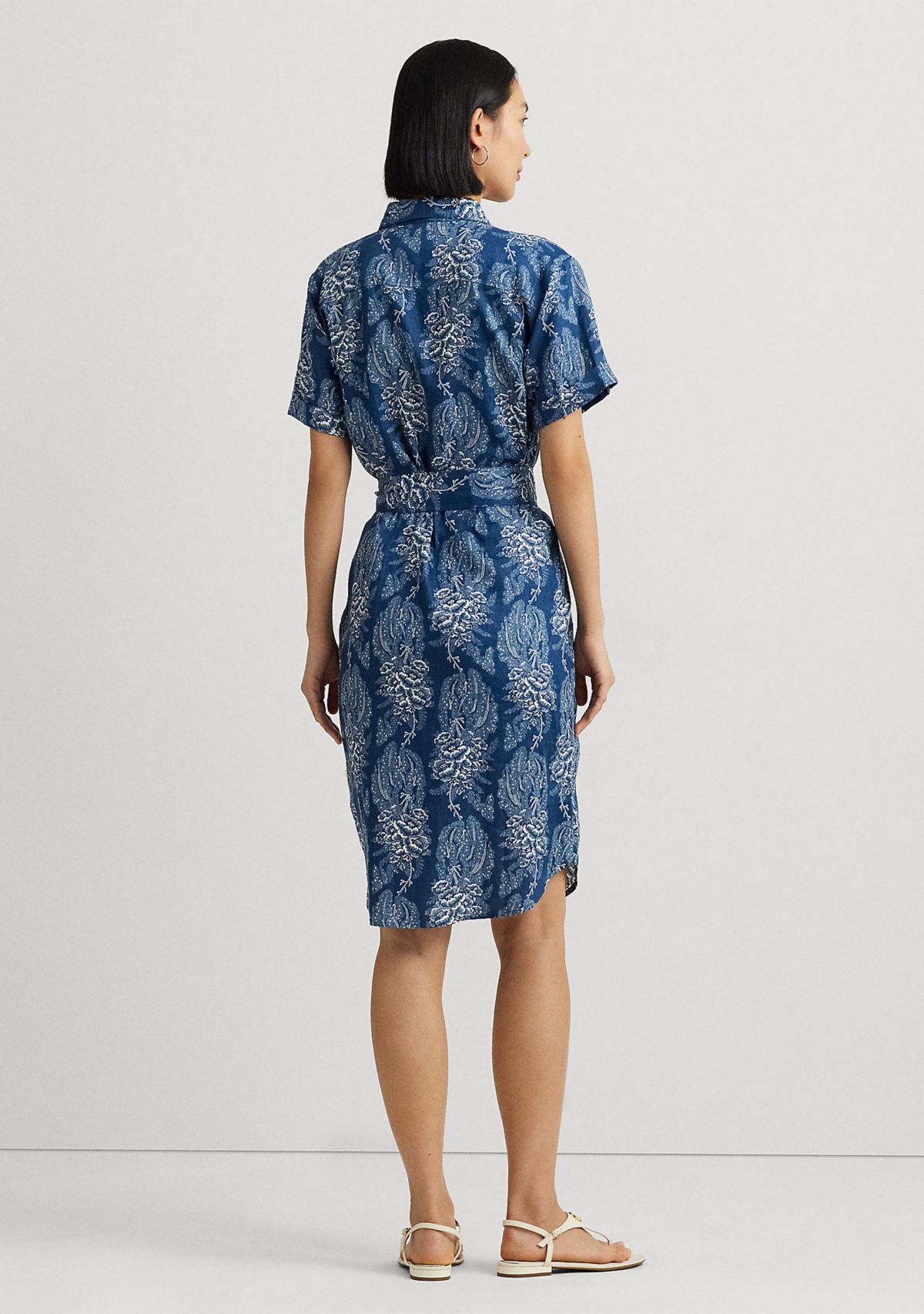 Floral Belted Linen Shirtdress