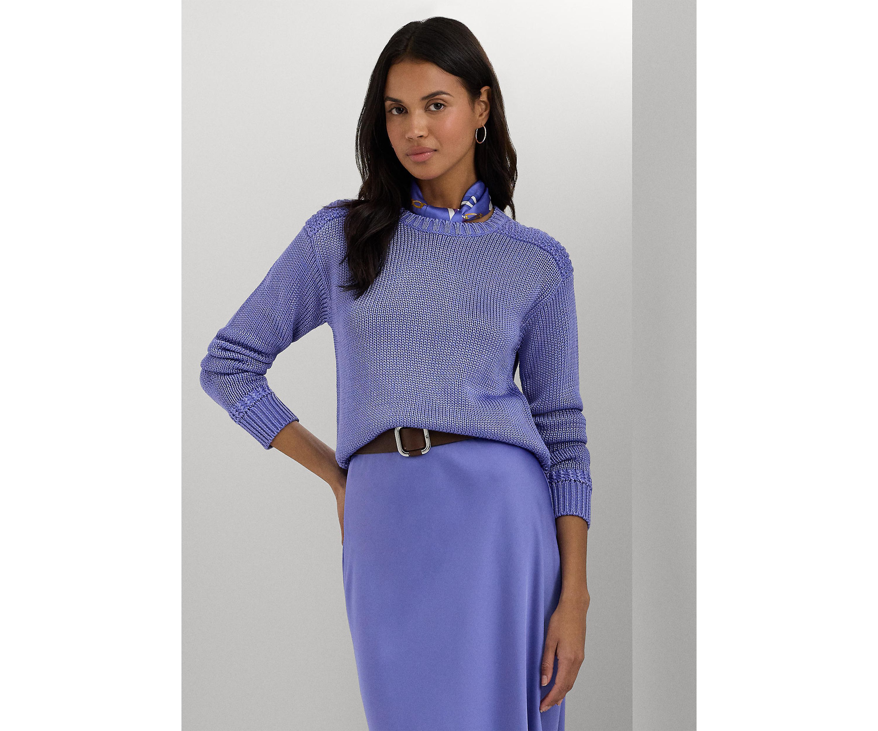 Cotton Blend Crew Neck Sweater