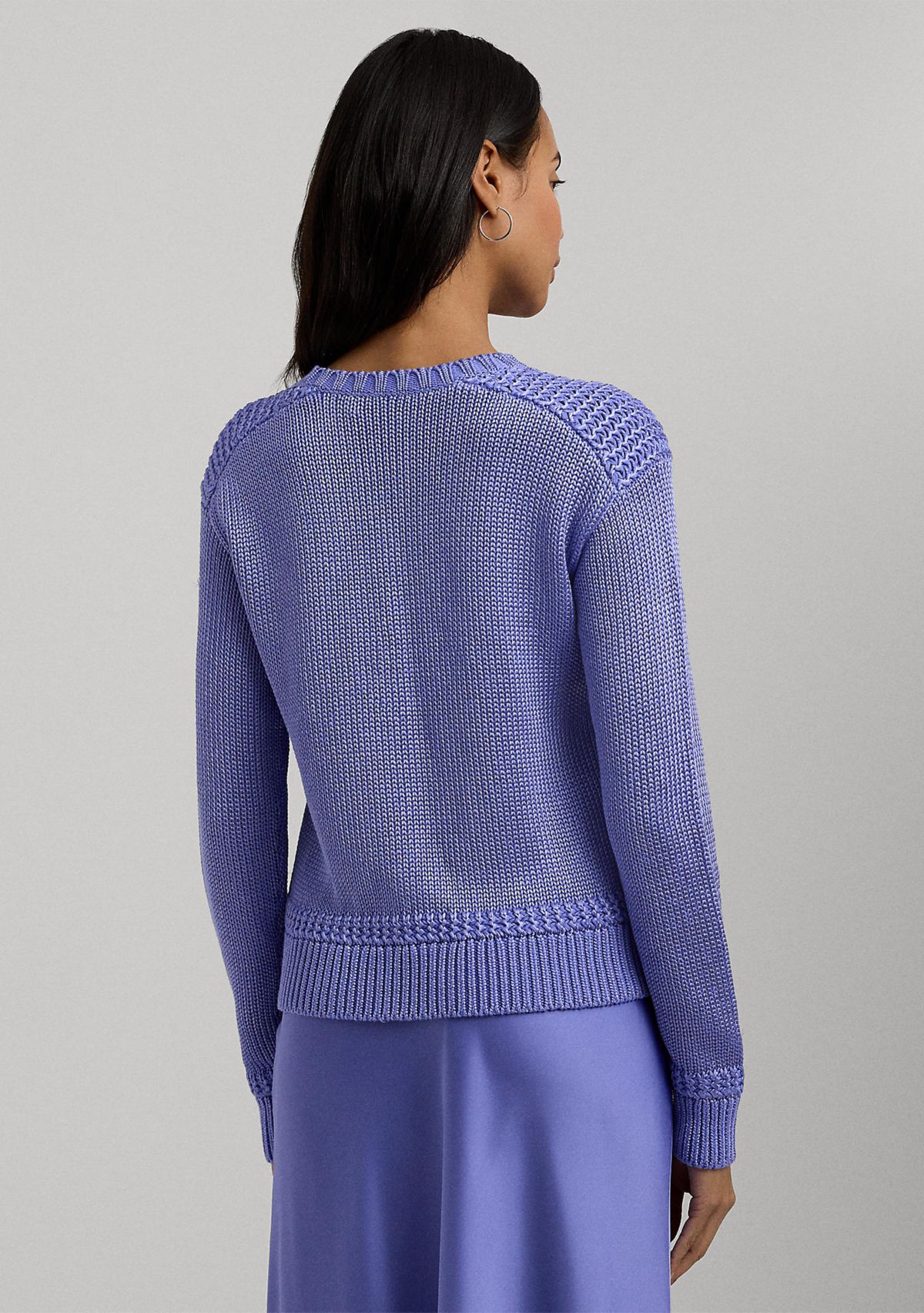 Cotton Blend Crew Neck Sweater