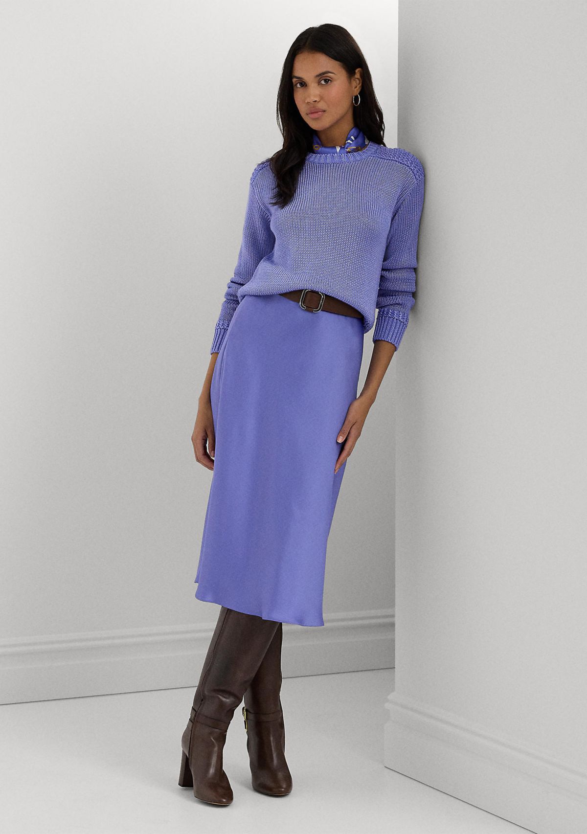 Cotton Blend Crew Neck Sweater