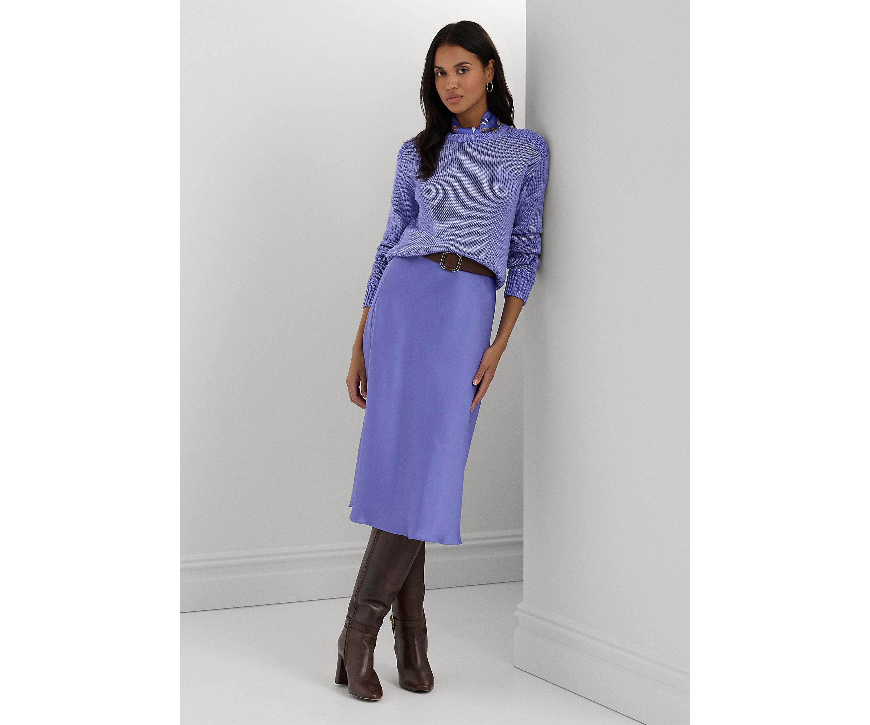 Cotton Blend Crew Neck Sweater