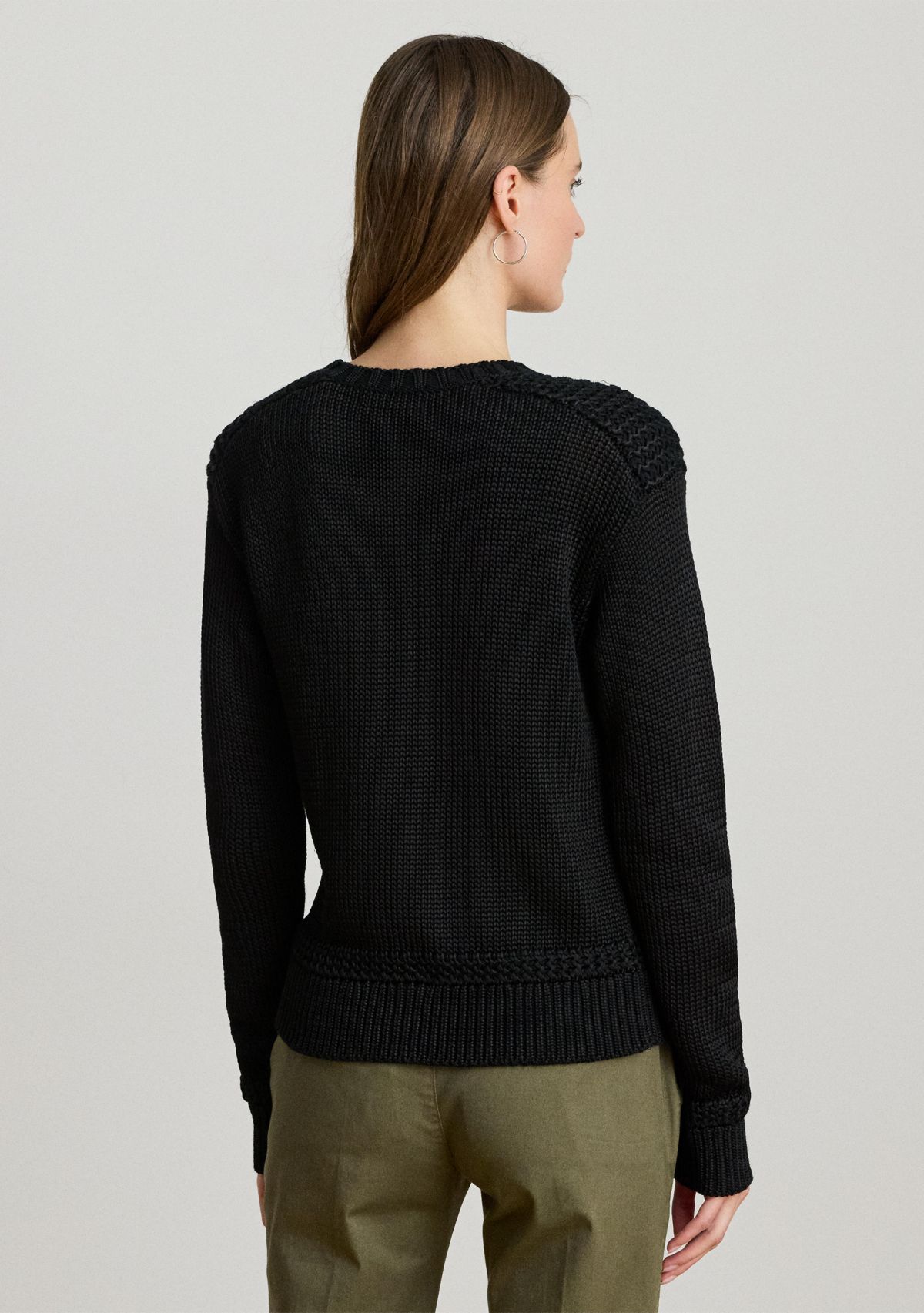 Womens Cotton-Blend Crewneck Sweater