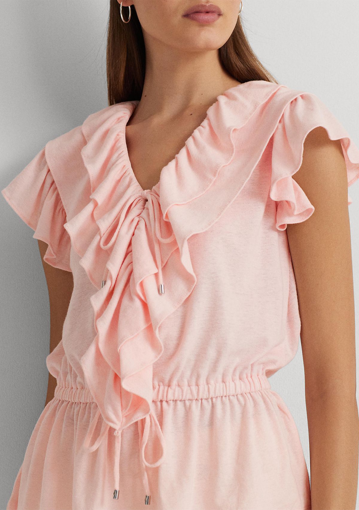 Ruffle Trim Jersey Peplum Top