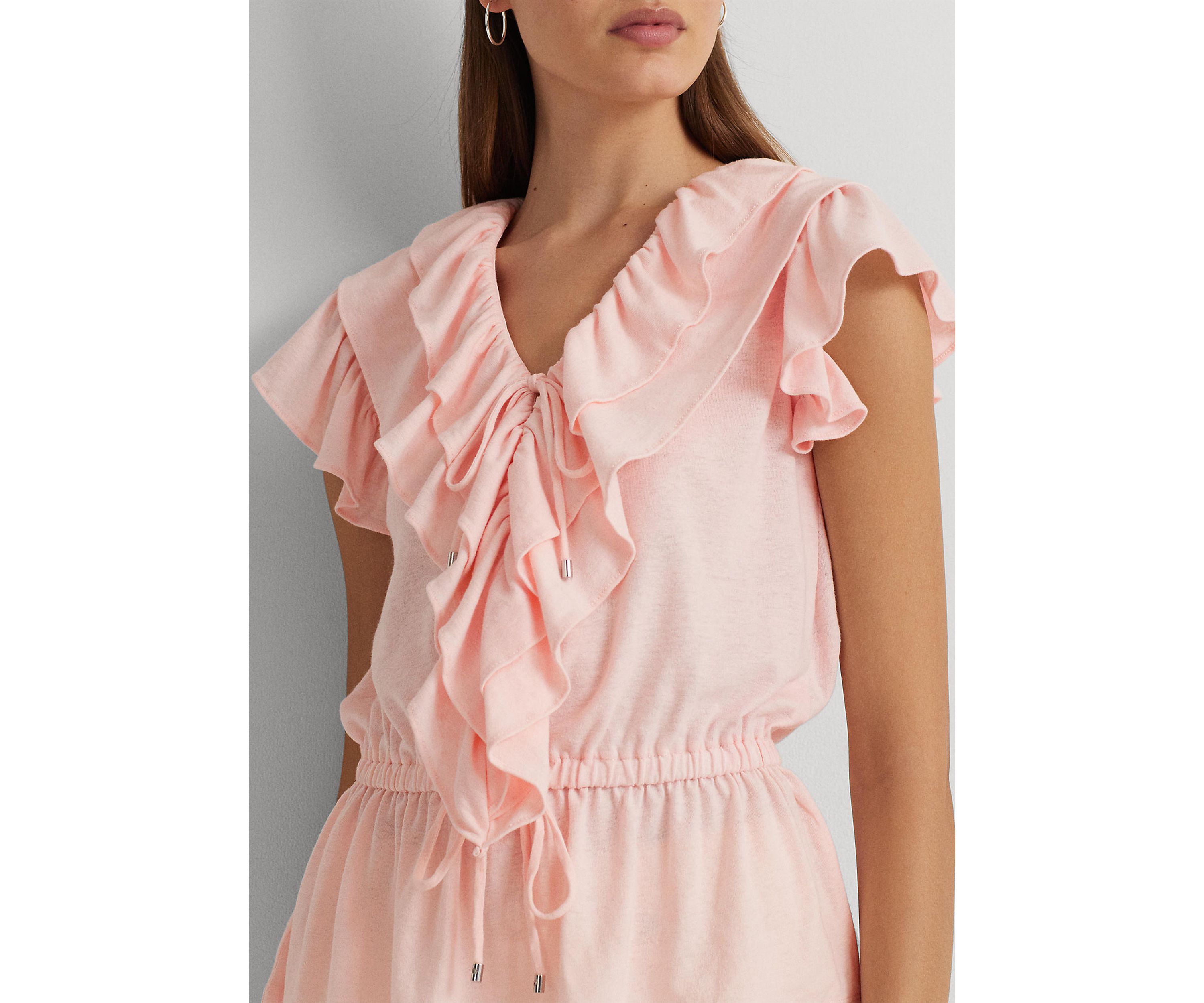 Ruffle Trim Jersey Peplum Top