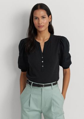 Lauren by Ralph Lauren Soft Casual Wrap Top in White