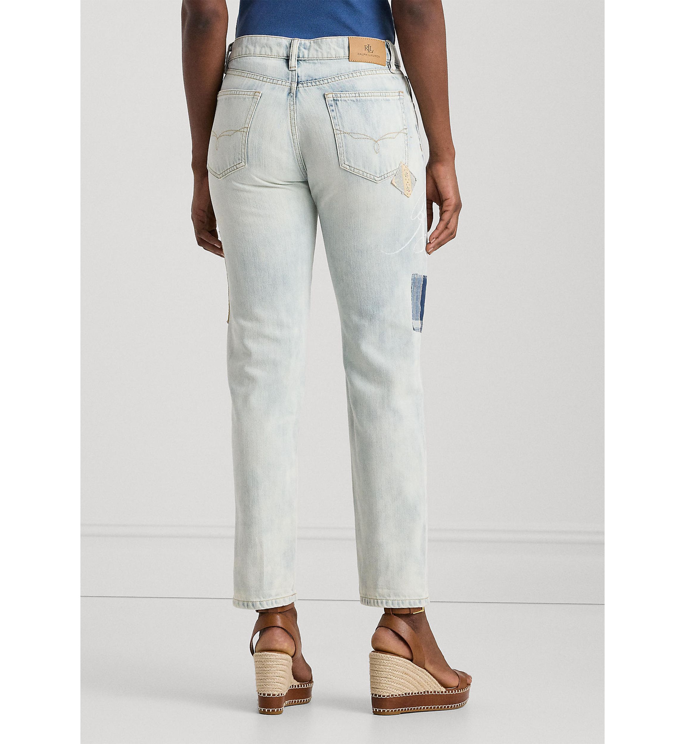 Patchwork Relaxed Tapered Ankle Jeans
