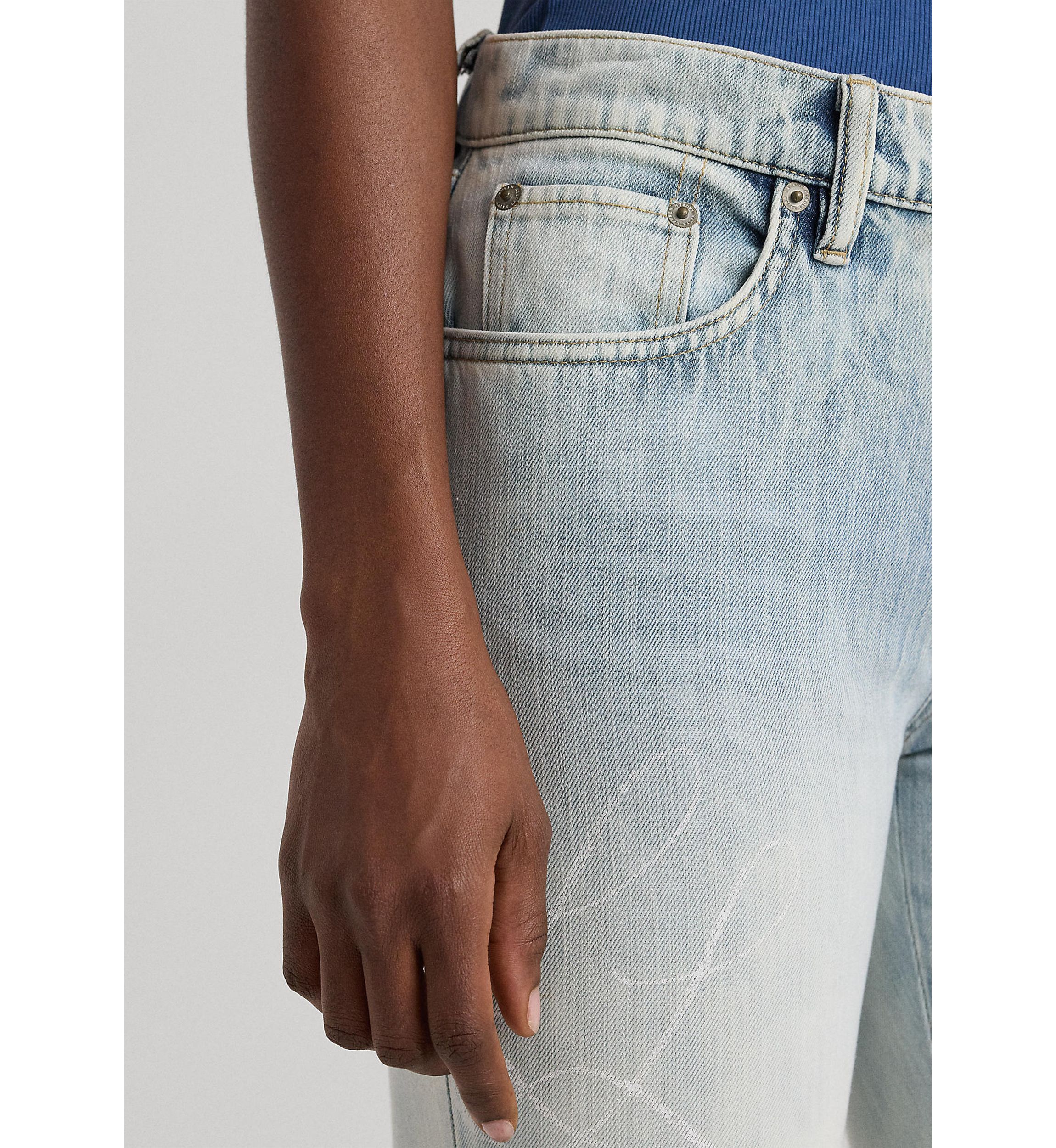 Patchwork Relaxed Tapered Ankle Jeans