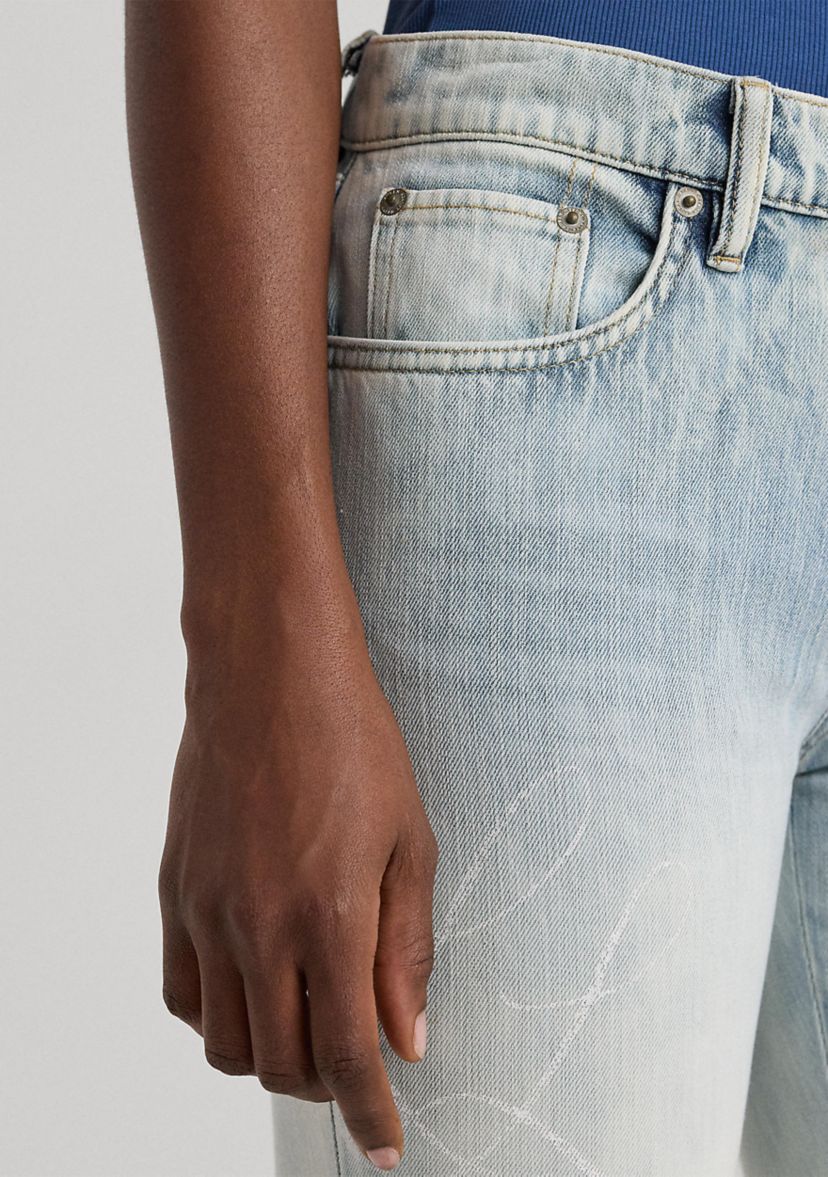 Patchwork Relaxed Tapered Ankle Jeans