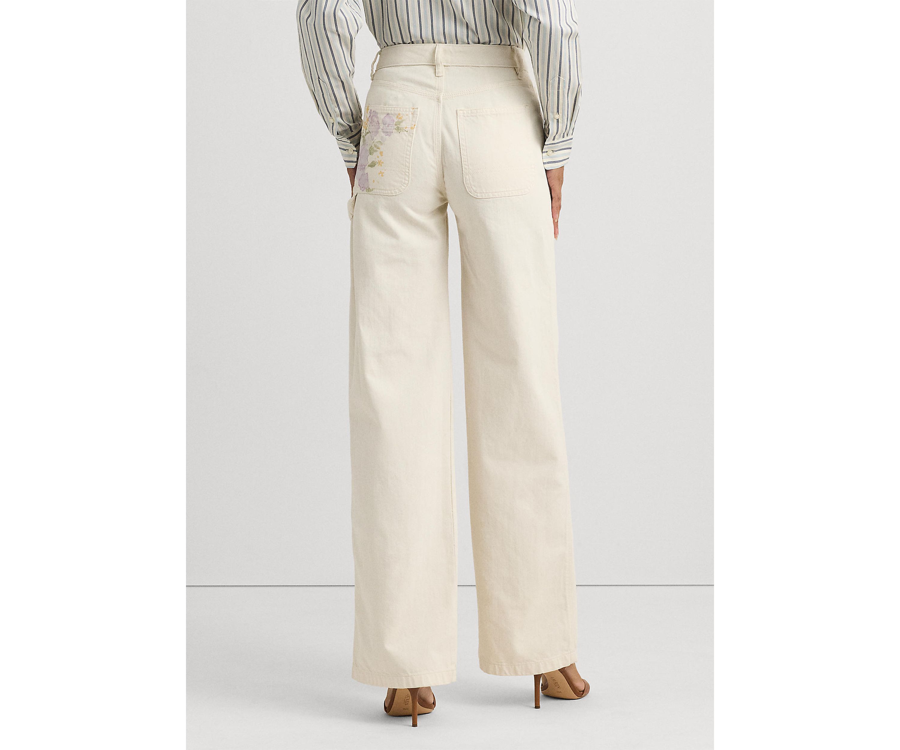 Floral High Rise Wide Leg Jeans