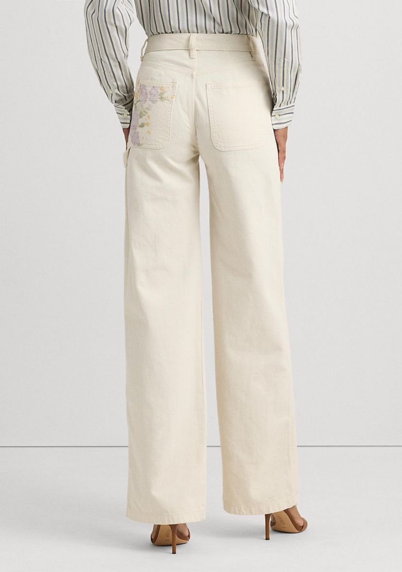 Floral High Rise Wide Leg Jeans